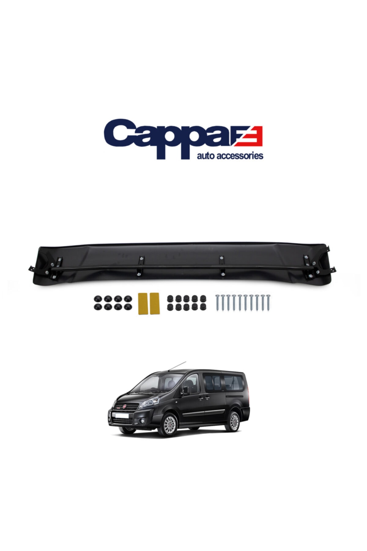 Cappafe Fiat Scudo Ön Cam Güneşliği Siperlik Vizör Şapka Terek Akrilik (Abs) Piano Black 2007-2016