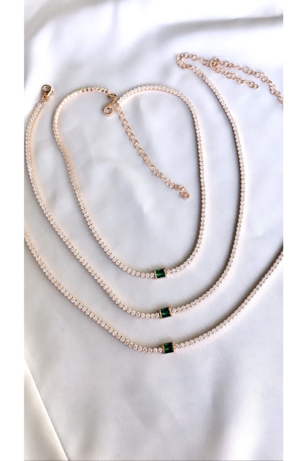 Collection by Duygu Şahin Kadın  Pembe Zümrüt Taşlı Gümüş Choker