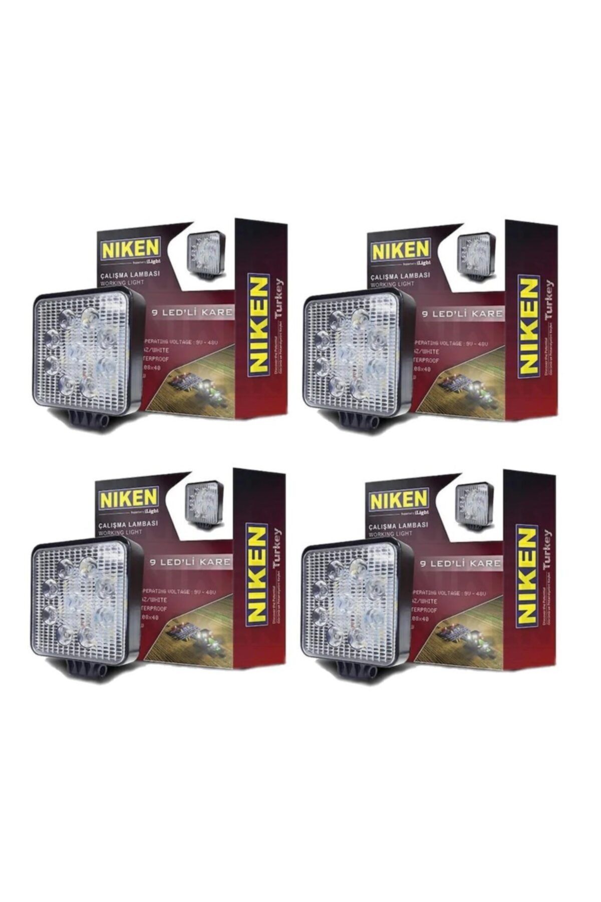 Niken 9 Led Kare Off Road Sis Farı Çalışma Lambası 4 Adet 12-24v 27w