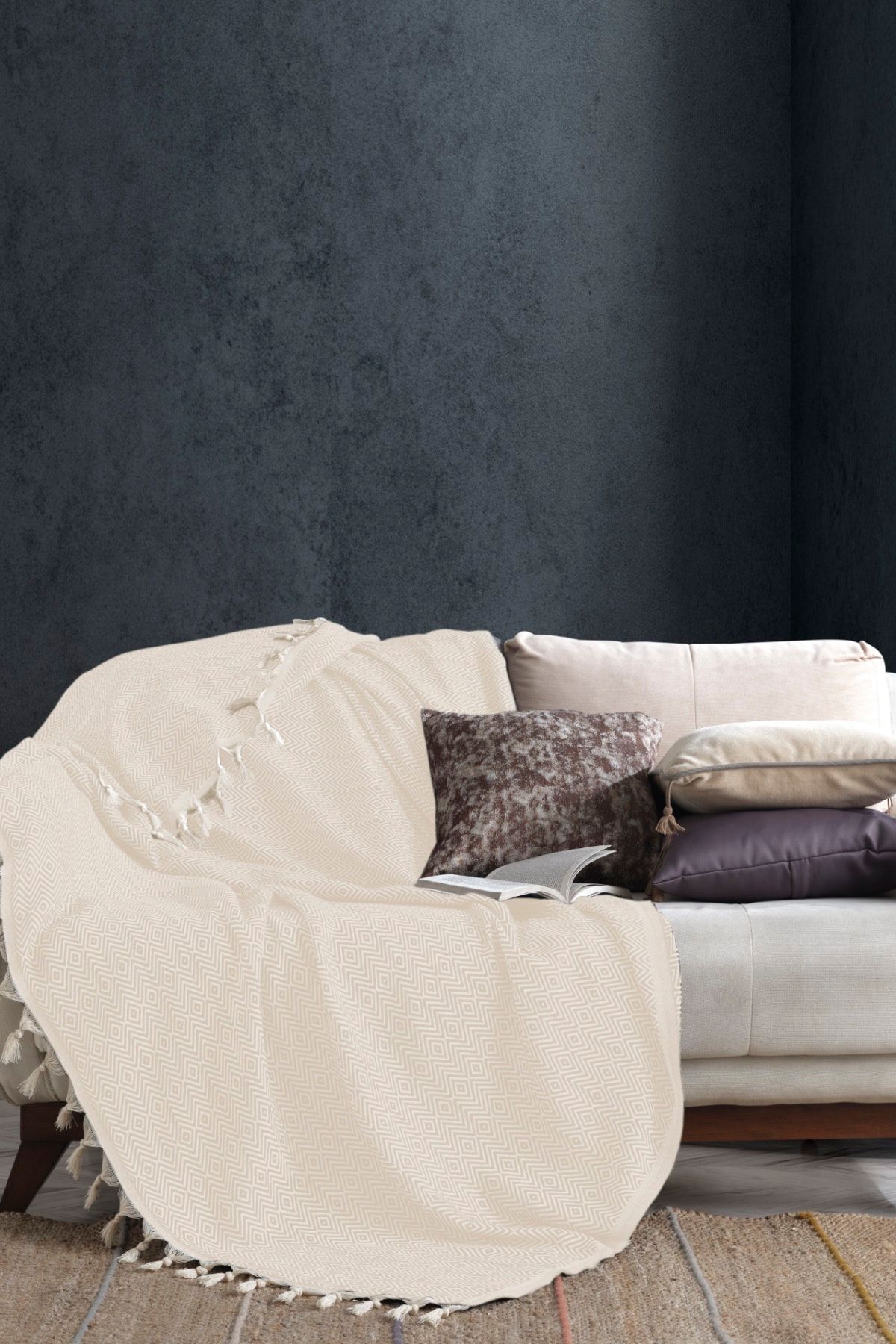 Viaden Home Natural Koltuk Örtüsü 170x230 Cm Fiona - Ekru