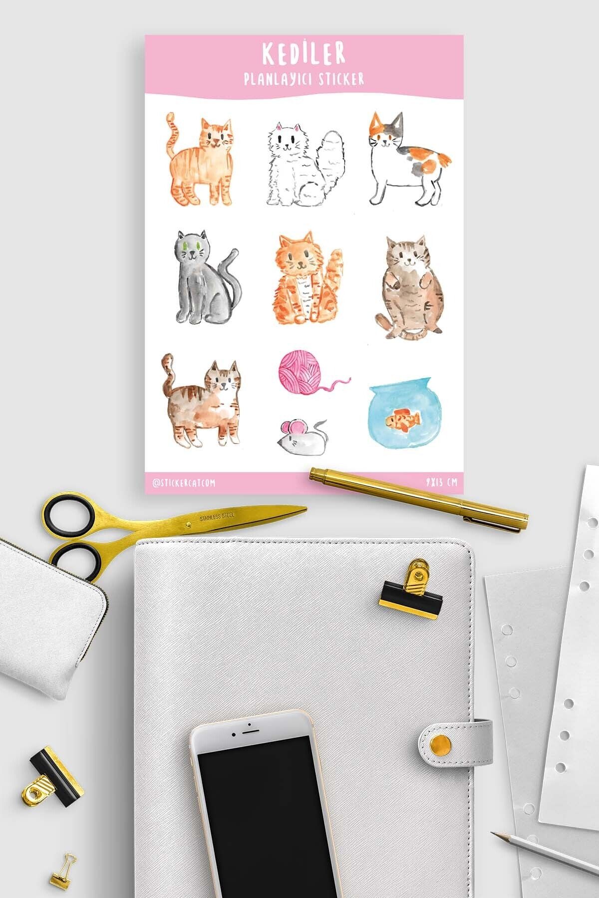 Sticker Cat Kedi Sticker, Planlayıcı Sticker