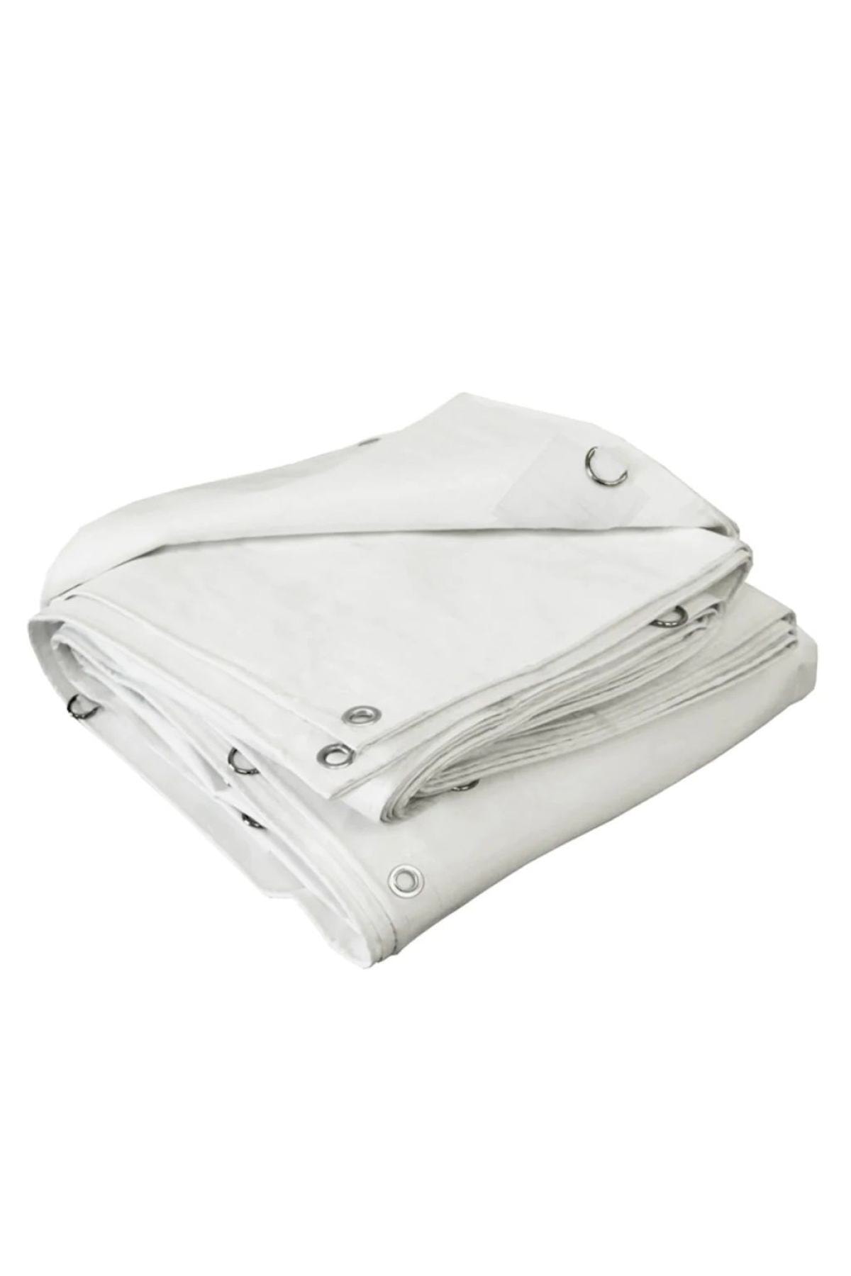 Edoplast 6x8 Metre Beyaz Lamineli Branda Çadır Gölgelik Su Toz Geçirmez Bağlama Kapsüllü