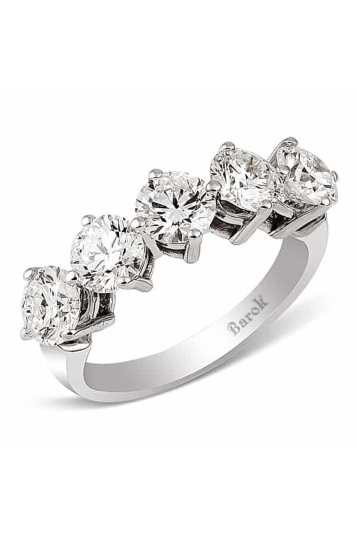 Barok Diamond Pırlanta Nilsu 5 Taş Alyans Yüzük 2.81ct. G Vs 18k