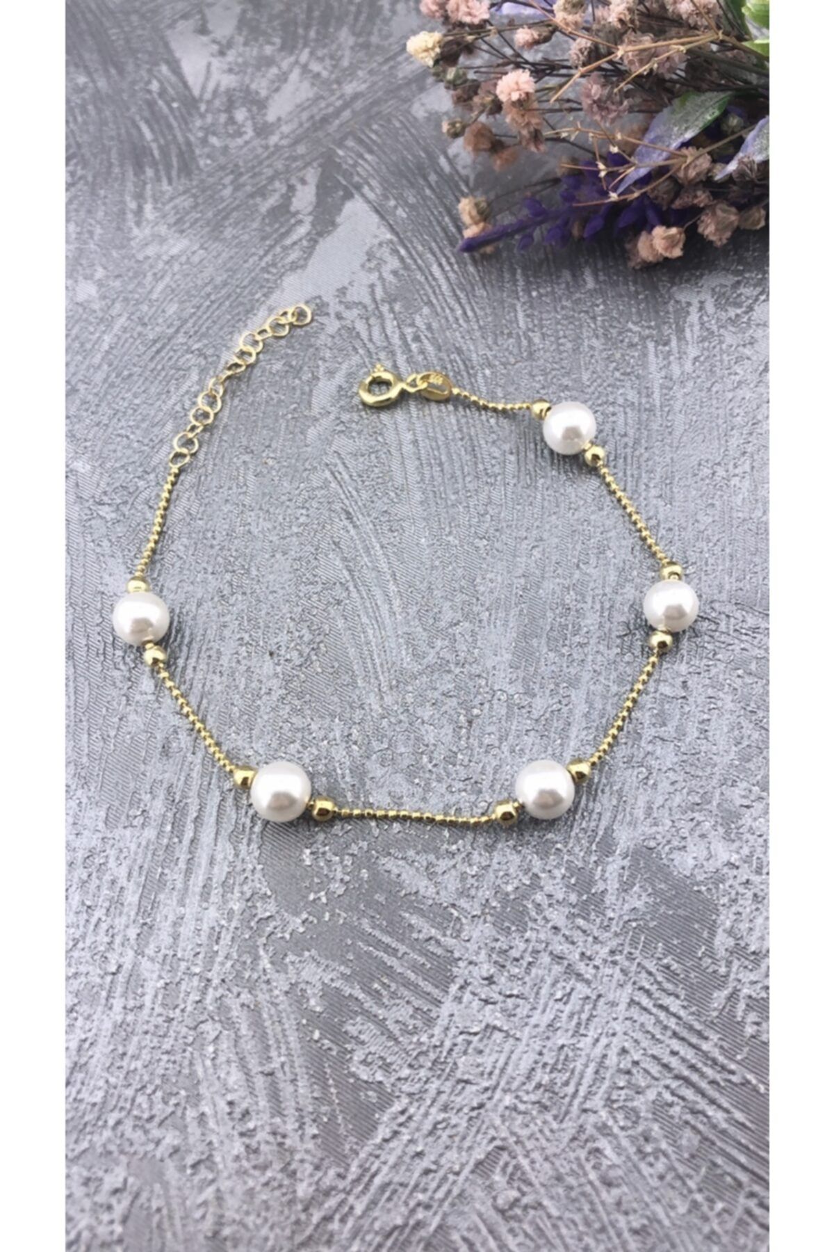 Joel Jewelry Inci Taşlı Altın Kaplamalı Minimal Gümüş Bileklik