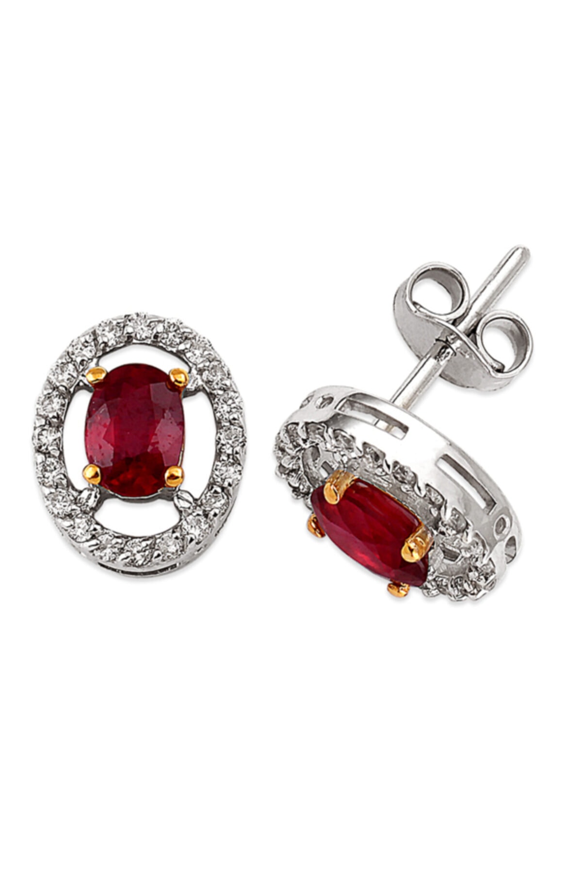Barok Diamond Pırlantalı Yakut Küpe 0.30ct 18 Ayar