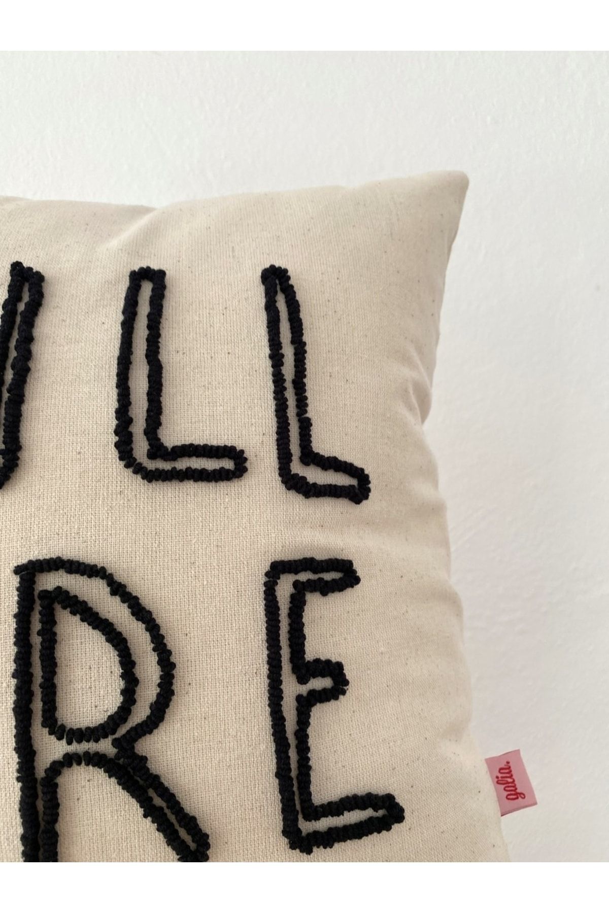 Galia Tasar m Chill Here Washed Linen Motto Punch Throw Pillow