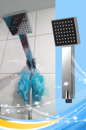 Mini Kare Siyah Jet Duş Başlığı Duş Hortumu Klasik Mafsal Duş Seti Image 1