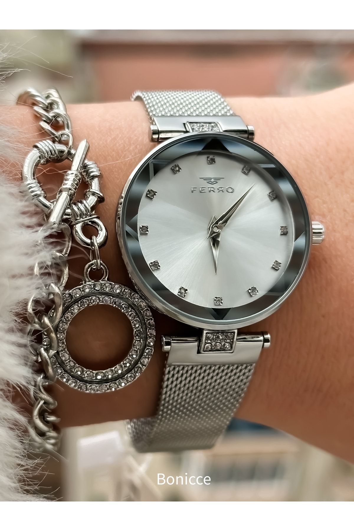 Women's silver clearance mesh band watch