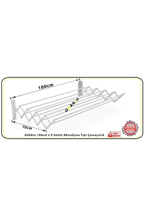 Akordiyon Tipi Çamaşır Kurutma Askısı 100cmx9 Gözlü Paslanmaz Alüminyum Yeni Ürün Trend Image 0