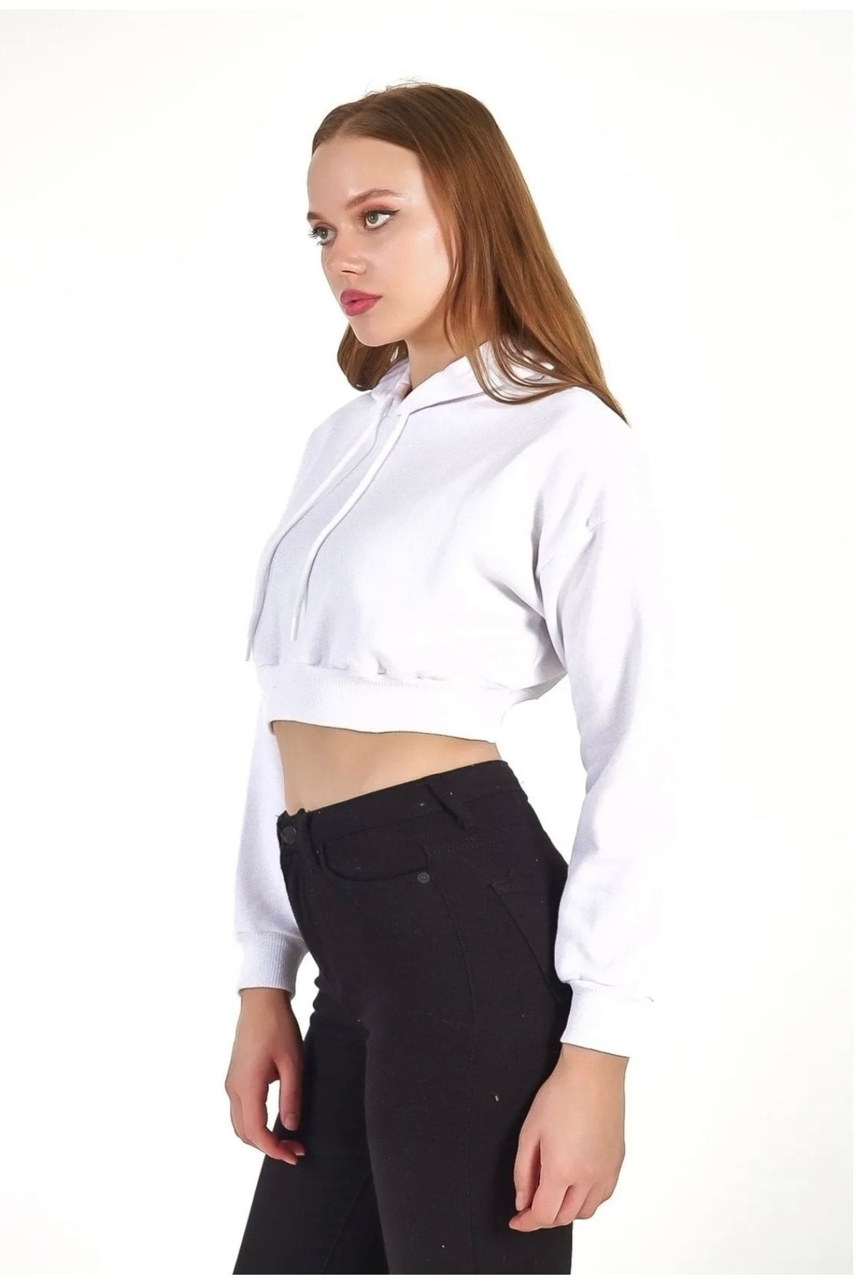 Cropped drawstring top sweatshirt
