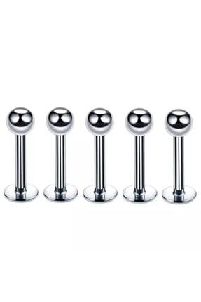 316l Cerrahi Çelik Gümüş Renk 5li Set Tragus Helix Labret Piercing Image 0