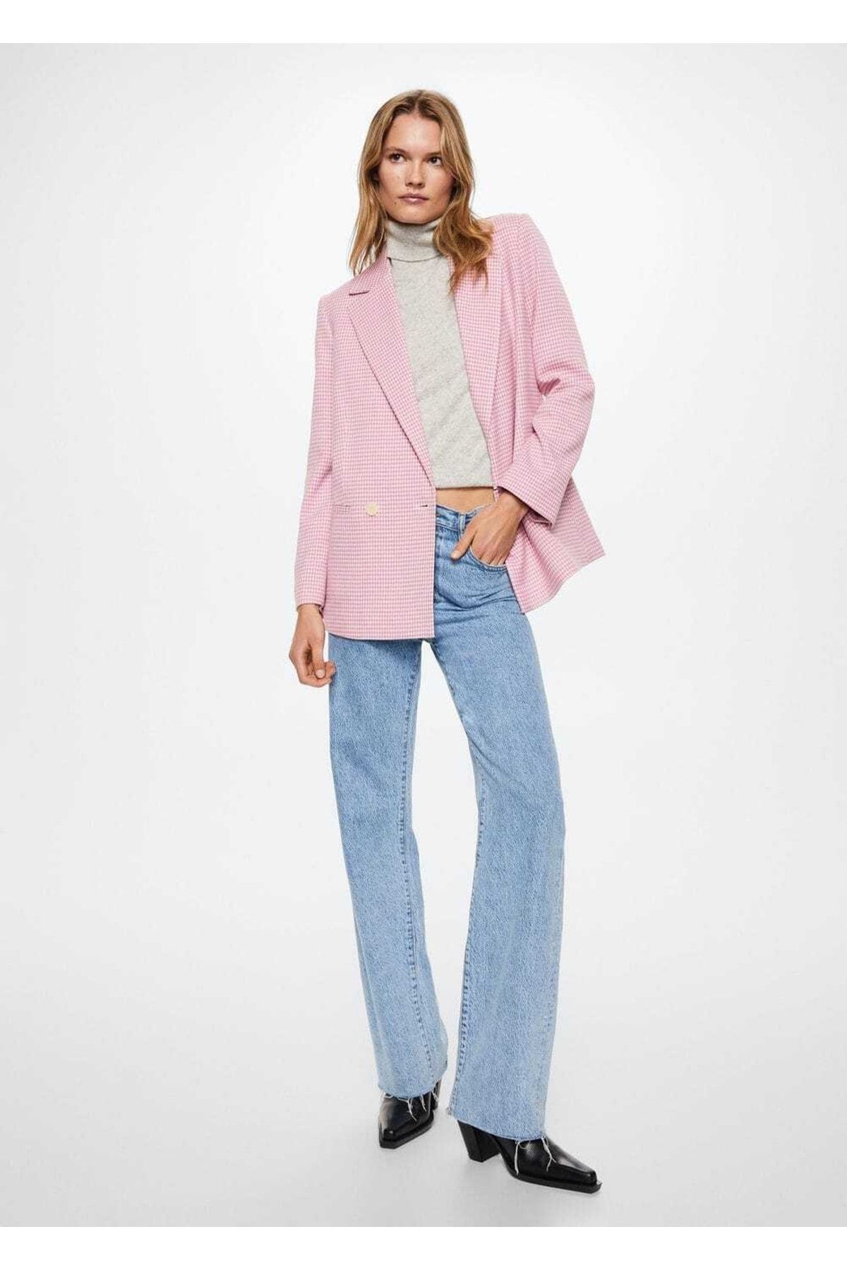 Pink discount blazer mango