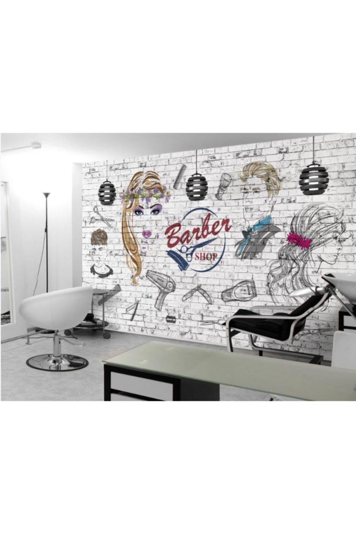 Renkli Duvarlar Bayan Ağda Saç Kuaför Wallpaper Güzellik Salonu Özel Tasarım Duvar Kağıdı 4.50x2.50