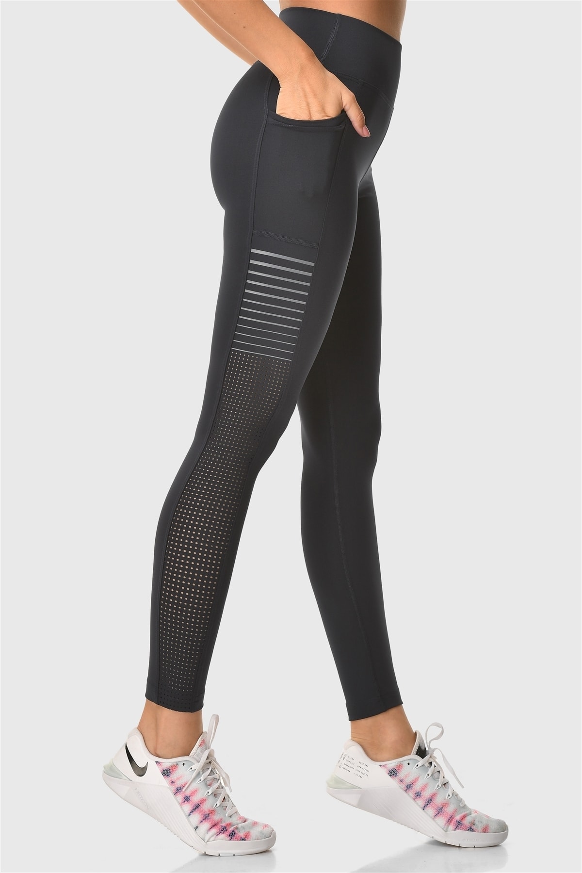 Superstacy Laser Kesim Cepli Yüksek Bel Lacivert Spor Tayt