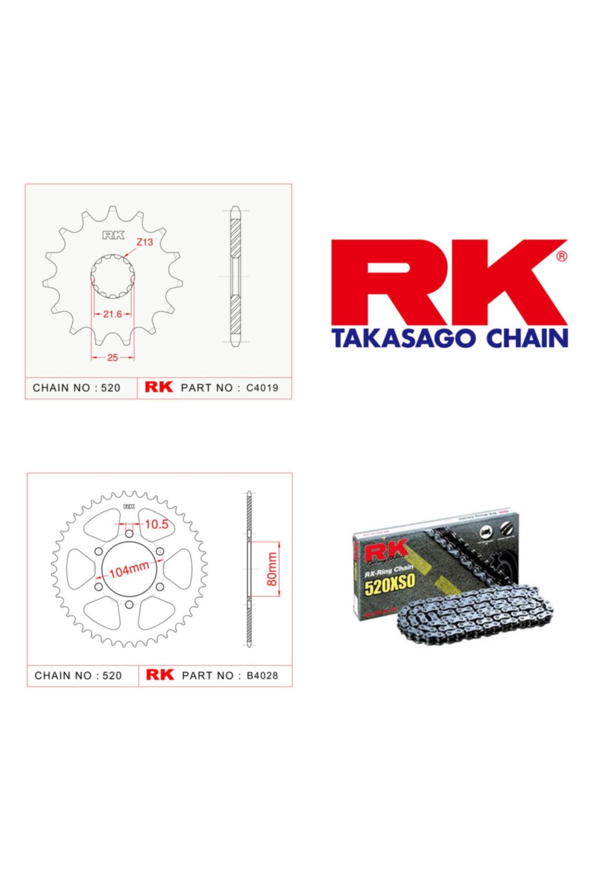 RK Kawasaki Kle 650 Versys X-ring Zincir Dişli Set 520 Xso-15/46t(2007-2016)