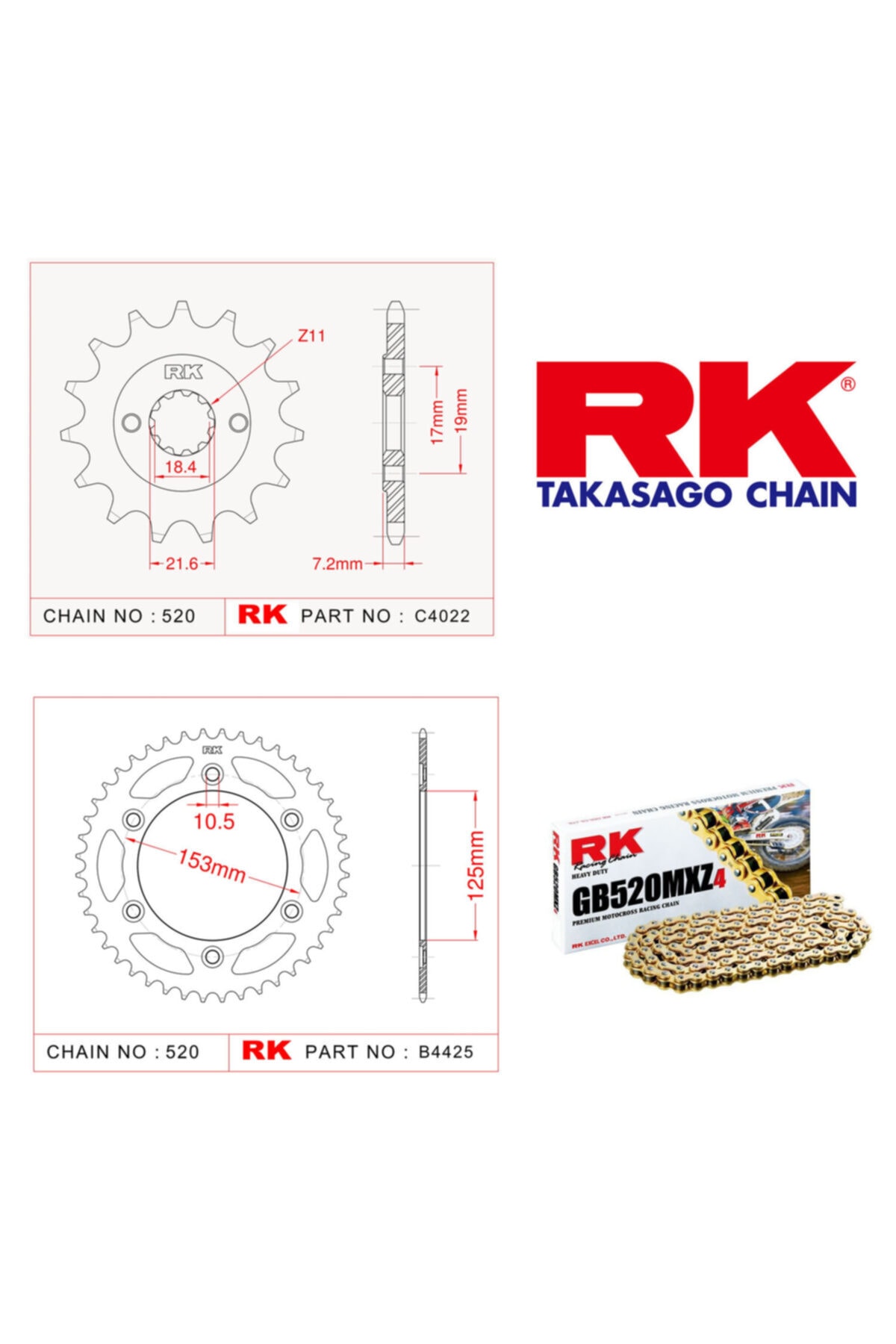 RK Honda Crf 250 L X-ring Zincir Dişli Set 520 Xso-14/49t(2013-0)
