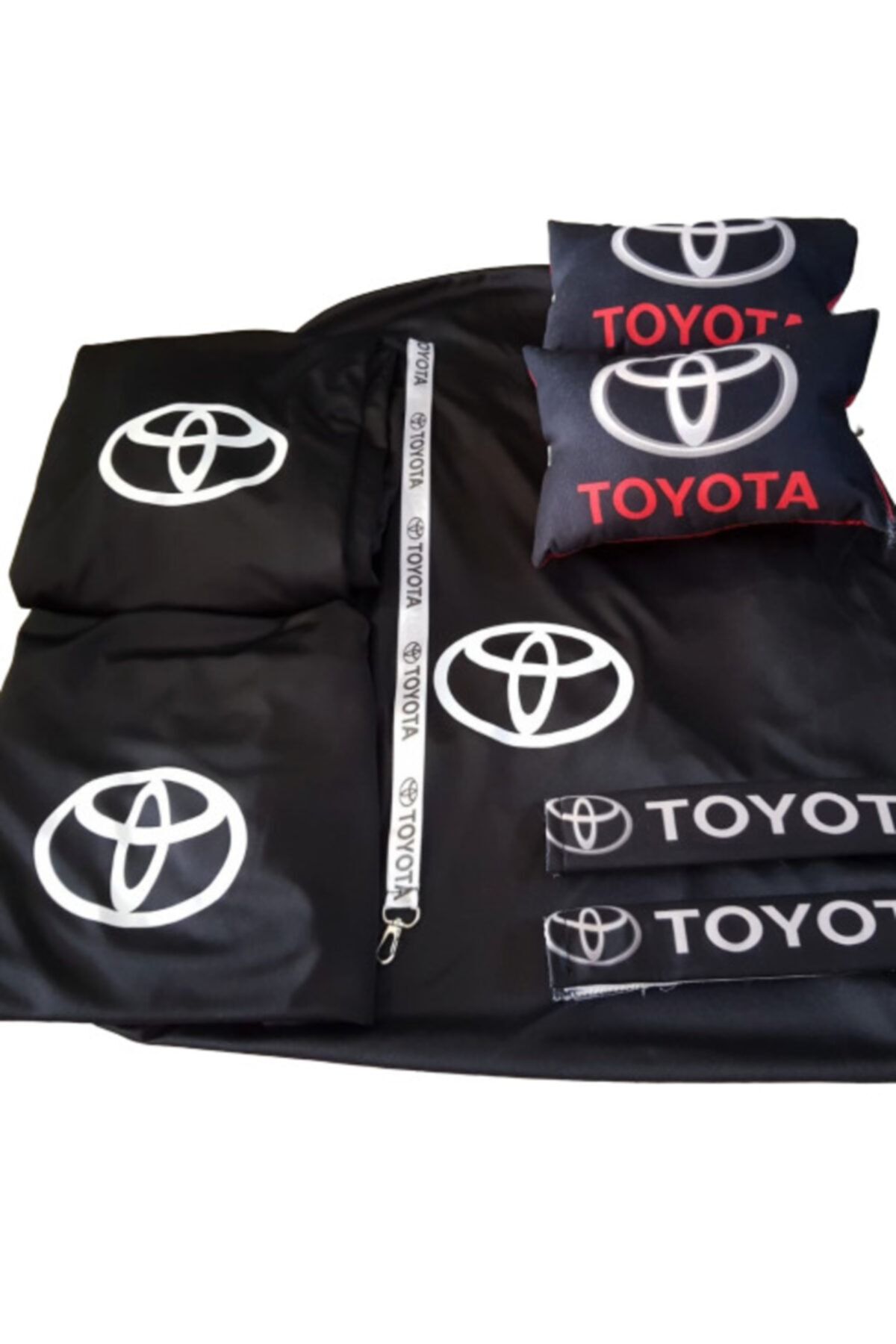 Toyota Siyah Penye Servis Kılıfı Kemer Konforu Oto Boyun Yastığı Ve Ayna Ipi Hediyesi