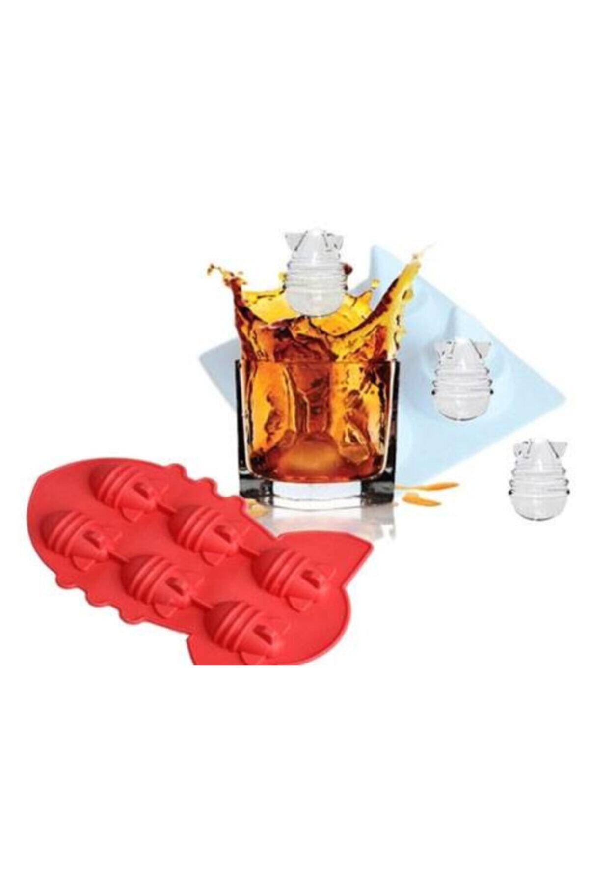 FırsatVar Füze Bomba Şekilli Buzluk Buz Kalıbı 6 Hazneli Plastik Buzluk
