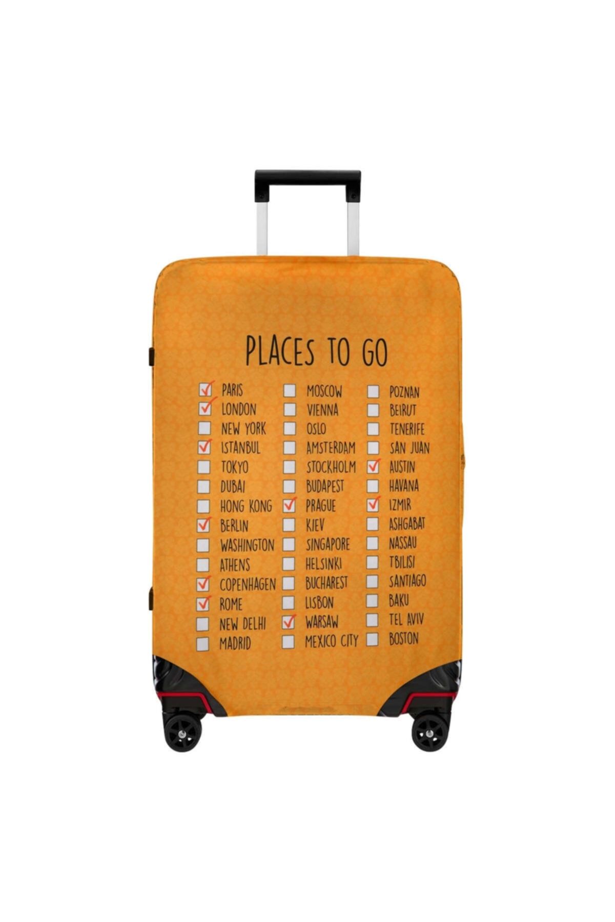 Dogo Places To Go / Tasarım Baskılı Vegan / Luggage Shirt Medium Valiz Kilifi