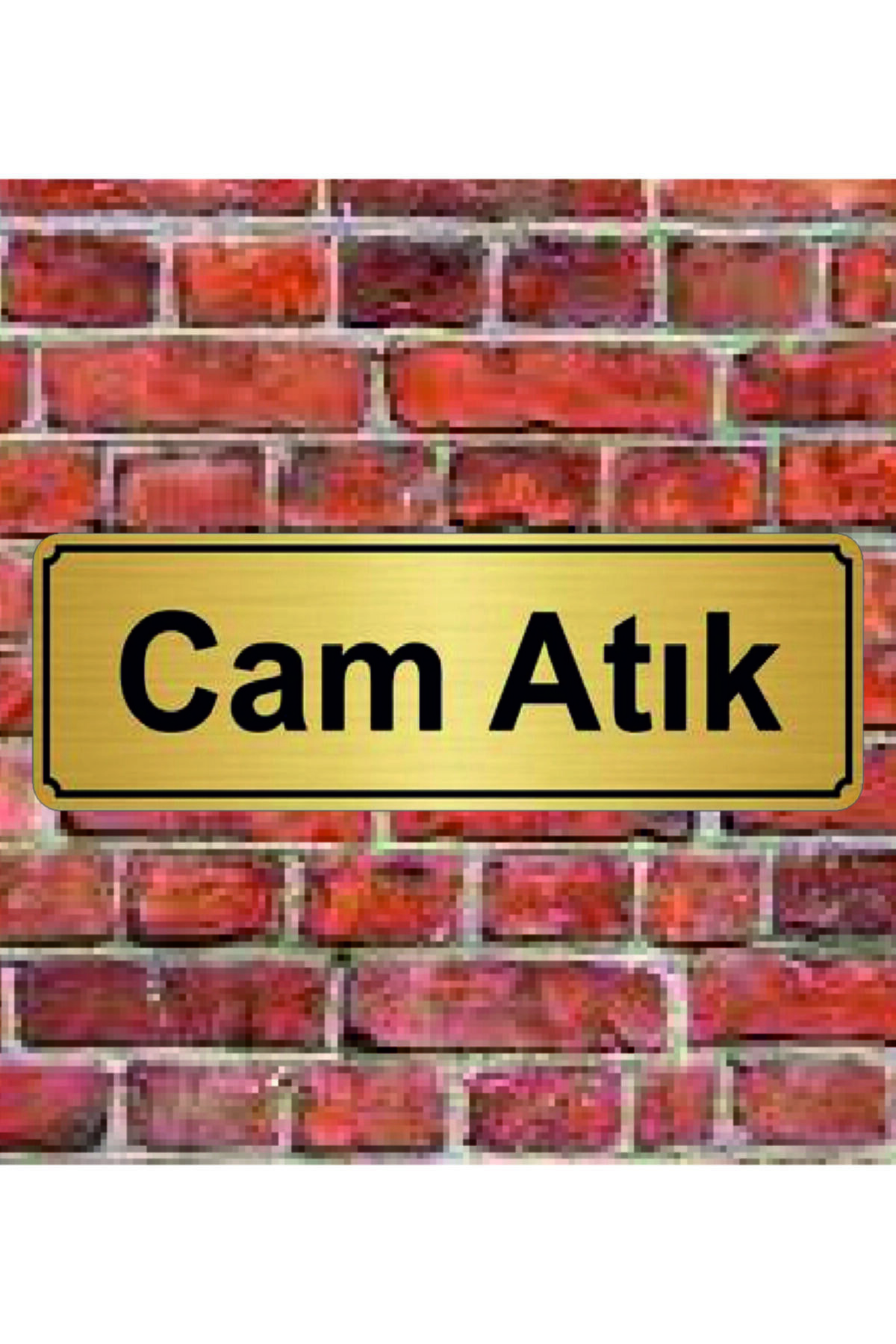 hediyelikevi Altın Renk 10x20 Cm Cam Atık Yazılı Metal Yönlendirme Levhası