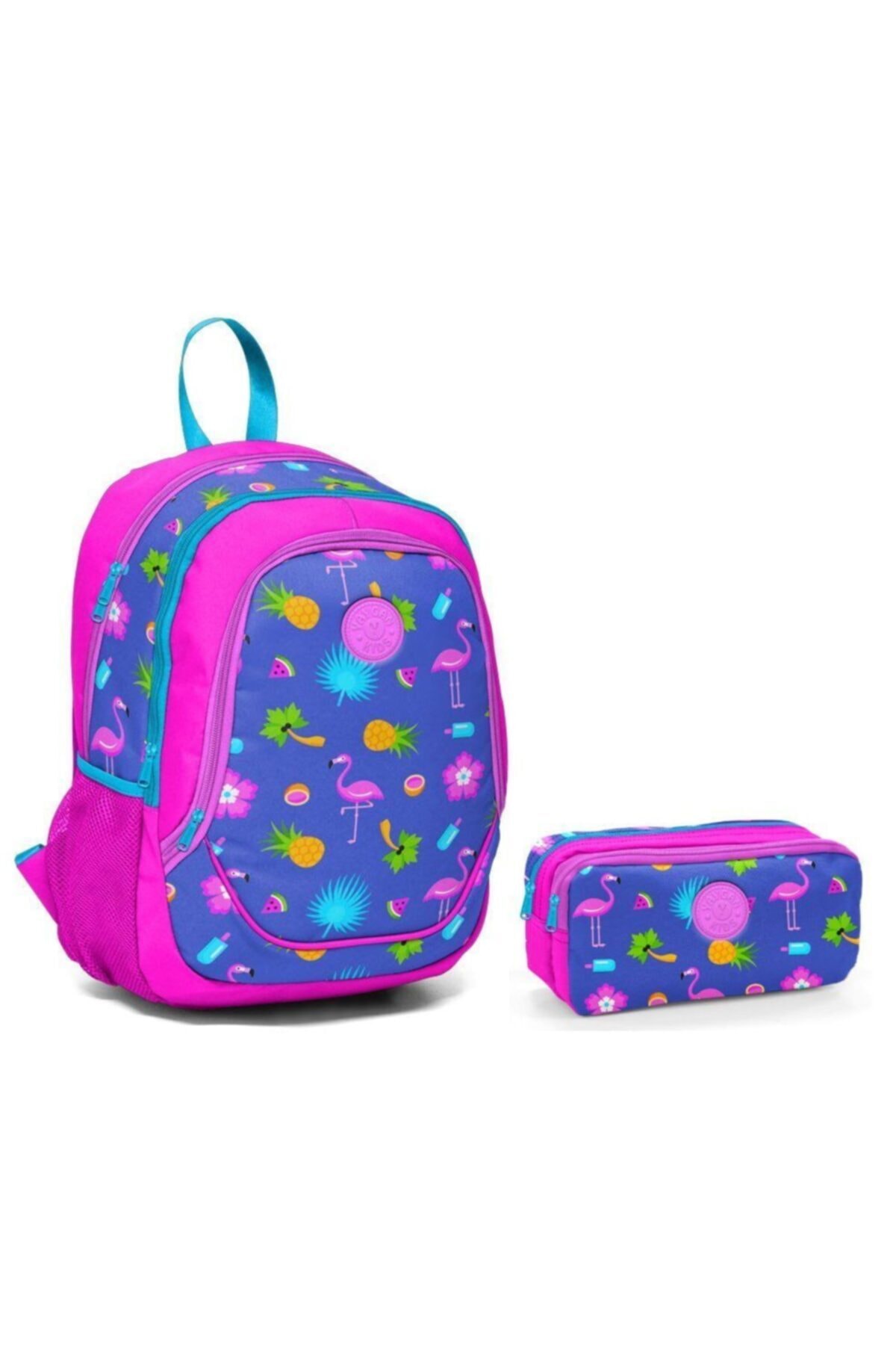 Yaygan Çanta Yaygan Kids Ilkokul Çantası Ve Kalemlik Seti - Pembe Mavi Flamingo
