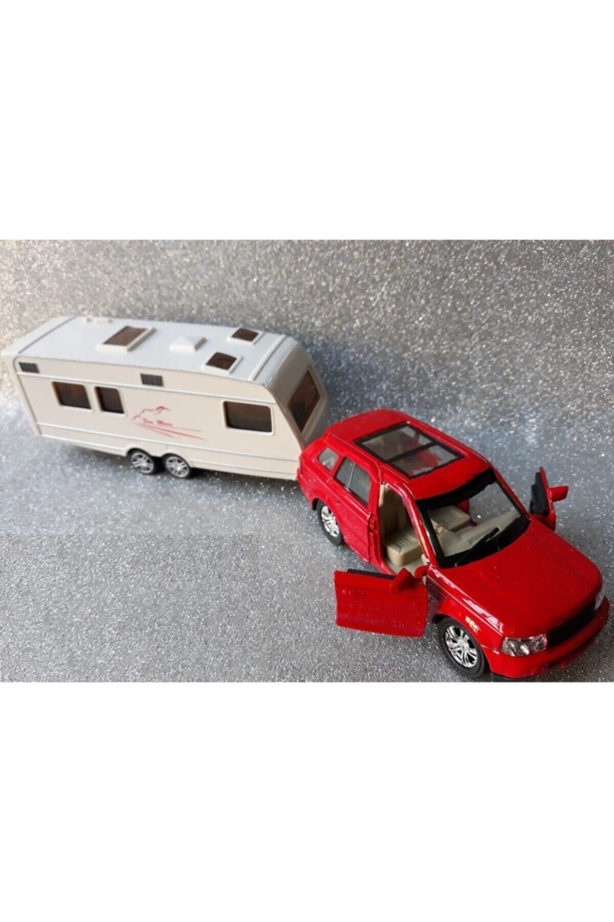 Diecast Karavan Jip Metal Ve Karavan Demir Oyuncak Kapılar Açılır