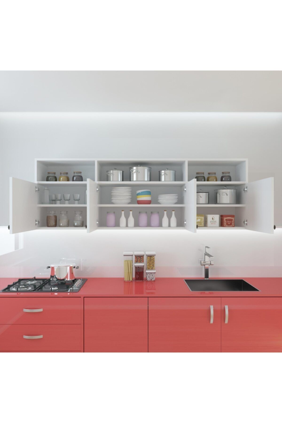 Kenzlife hazır mutfak justo byz 060*150*32 mutfak banyo dolabı kapaklı raflı