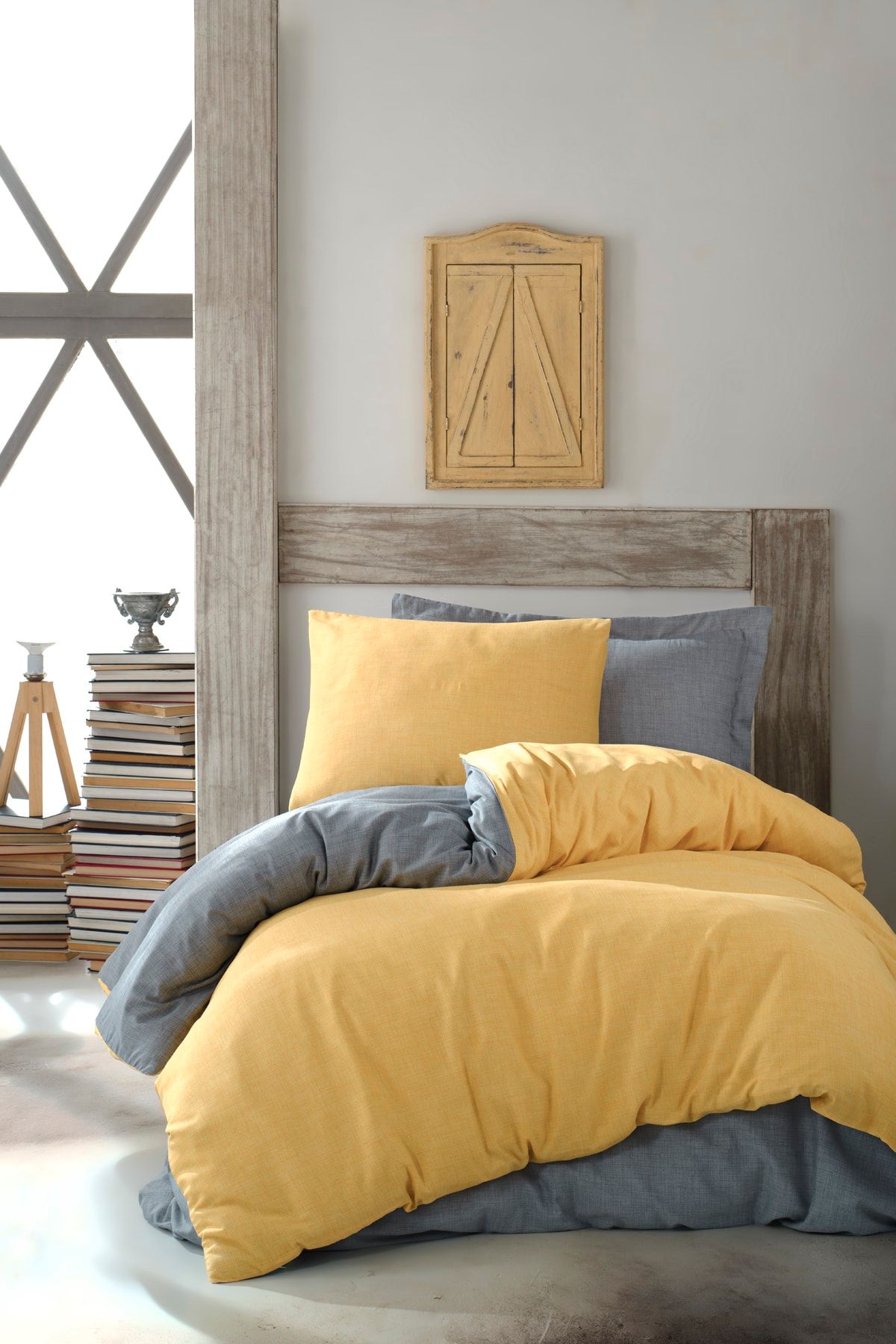 Ev & Ev Home Çift Taraflı Nevresim Takımı Tek Kişilik Maxicolor Sarı