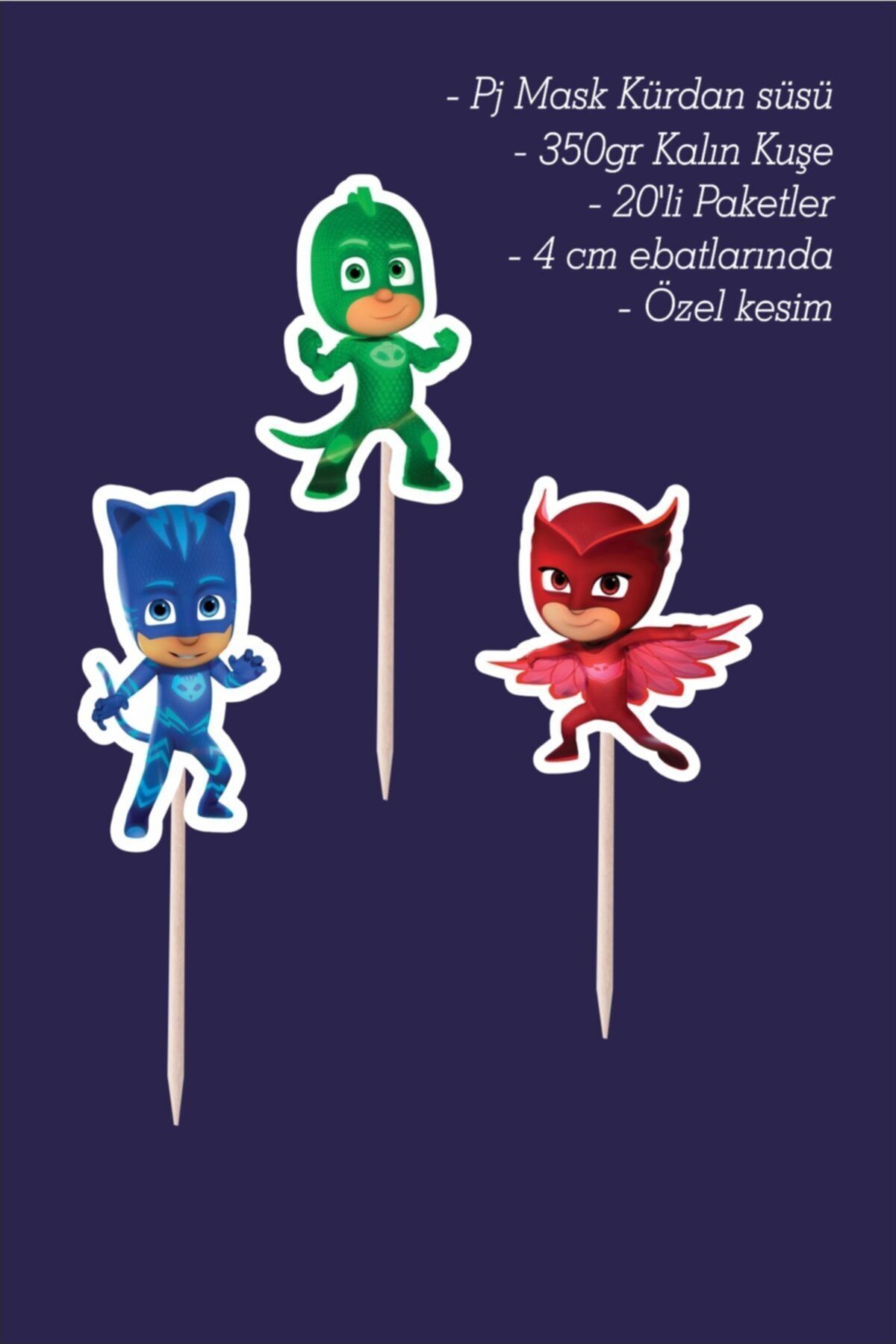 neseligünlerim Pj Mask Kürdan Süsü Kağıt Figür Objeler