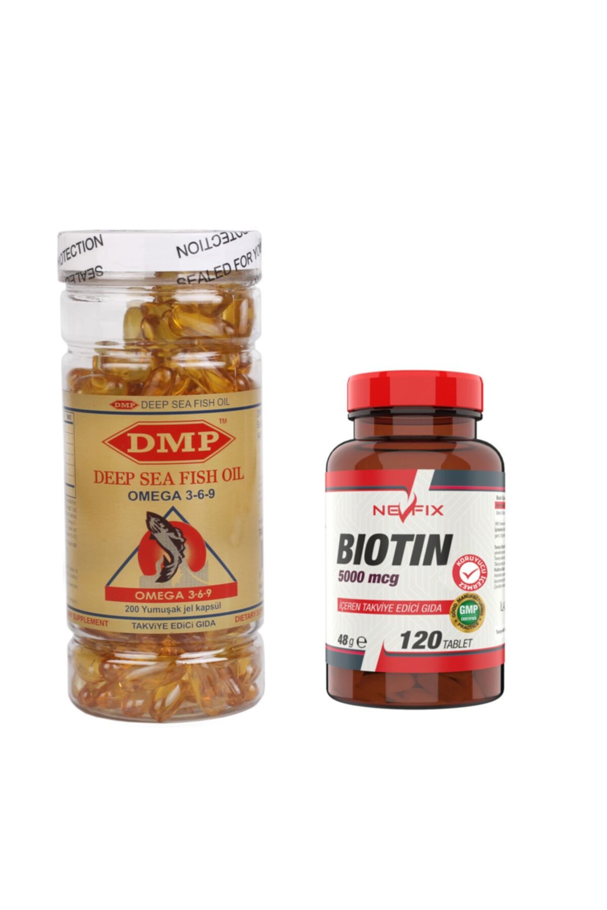 Nevfix Omega 3 6 9 1000 Mg 200 Kapsül Biotin 5000 Mcg 120 Tablet