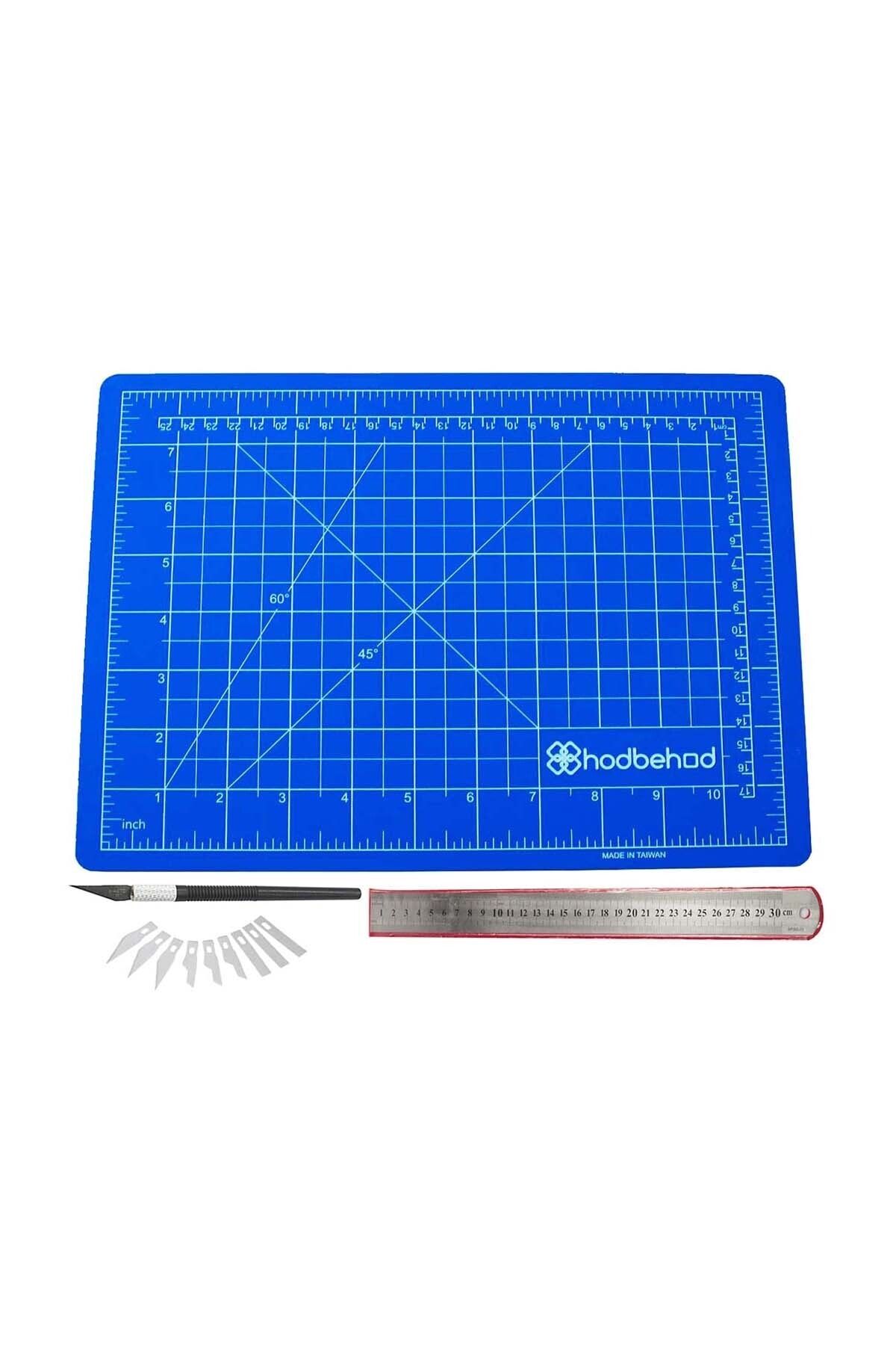 hodbehod A4 Mavi Hobi Kesim Matı Seti Çift Taraflı Cutting Mat Set