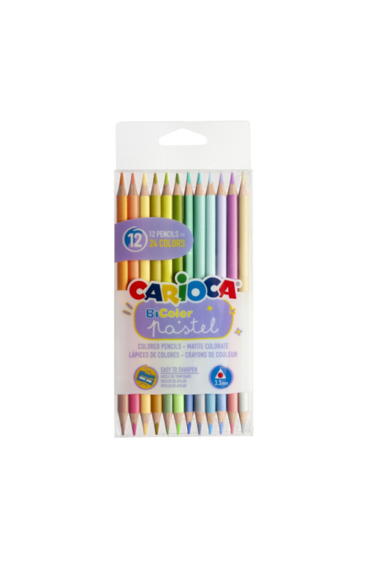 CARIOCA Trıangular Üçgen Çift Taraflı Kuruboya Kalemi Pastel Renk 12'li