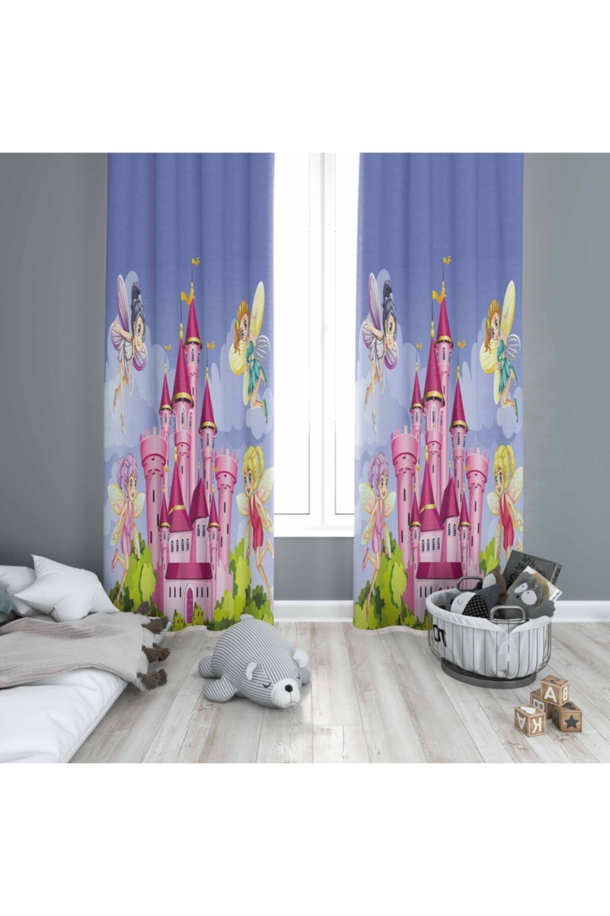 Else Halı Kız Çocuk Odası Else Pembe Şato Modern 3d Desenli Fon Perde
