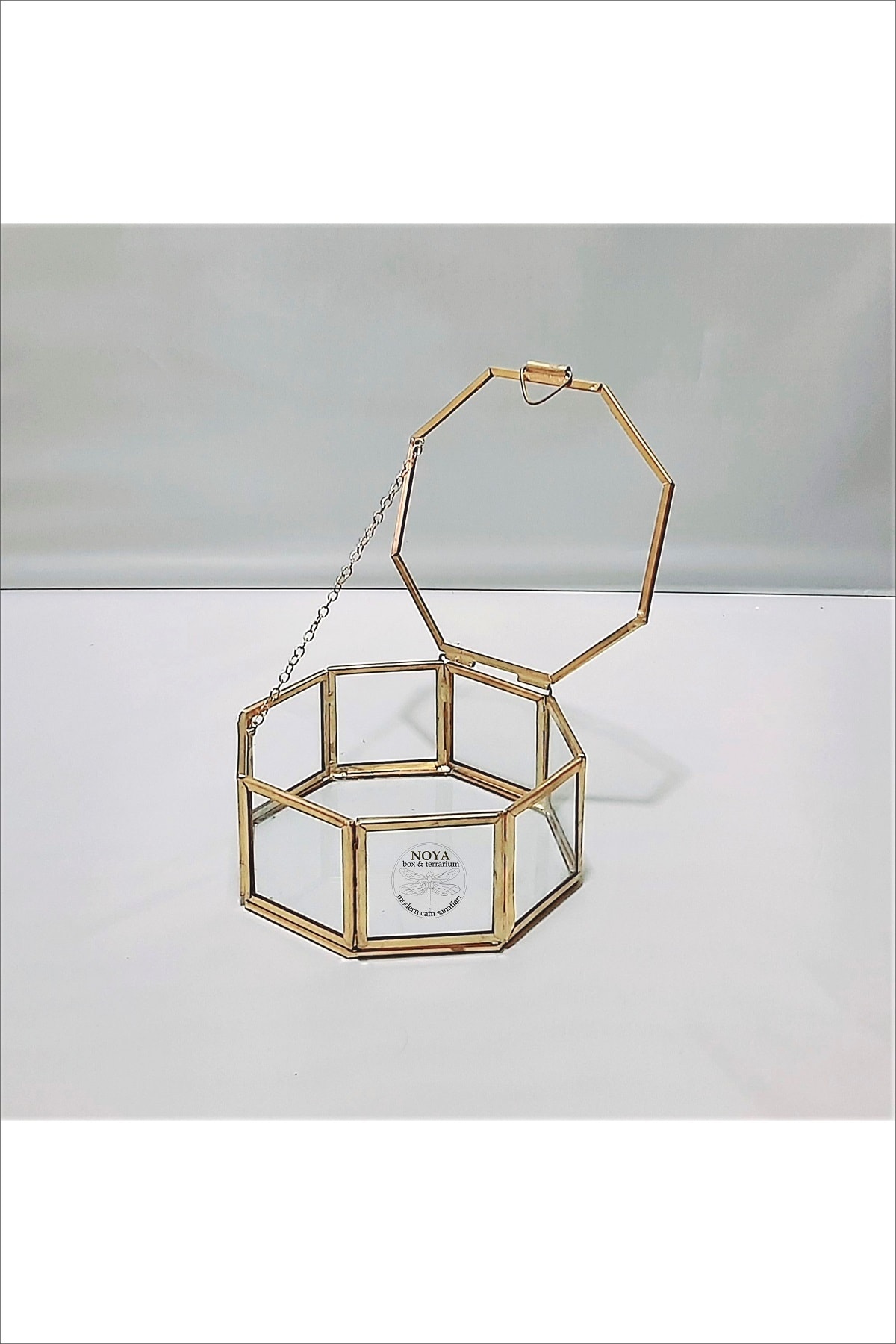 NOYA Box & Terrarium Noya Makyaj Takı Kutusu (sekizgen) Pirinç