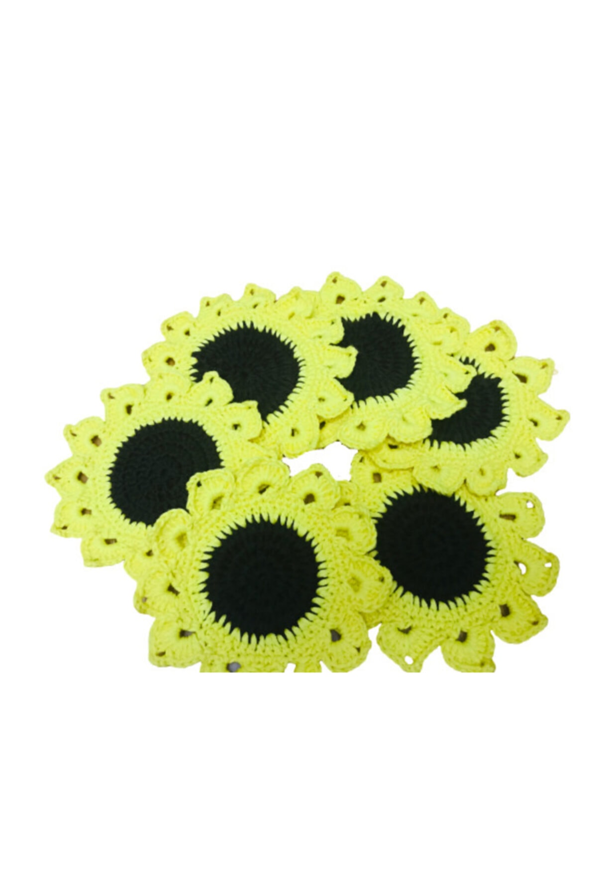 adaeticaret Ayçiçeği Motifli El Örgü Bardak Altlığı 6 Lı