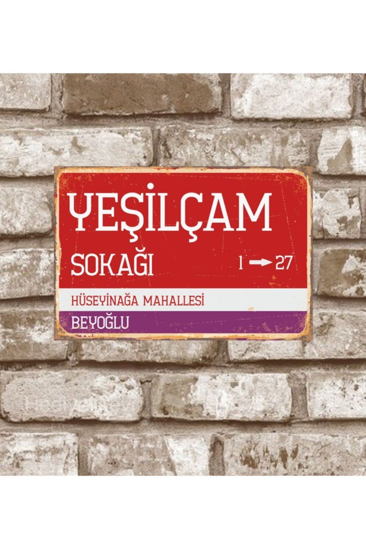 hediyelikevi Metal Yeşilçam Sokağı Tabela Retro Poster (29x19)
