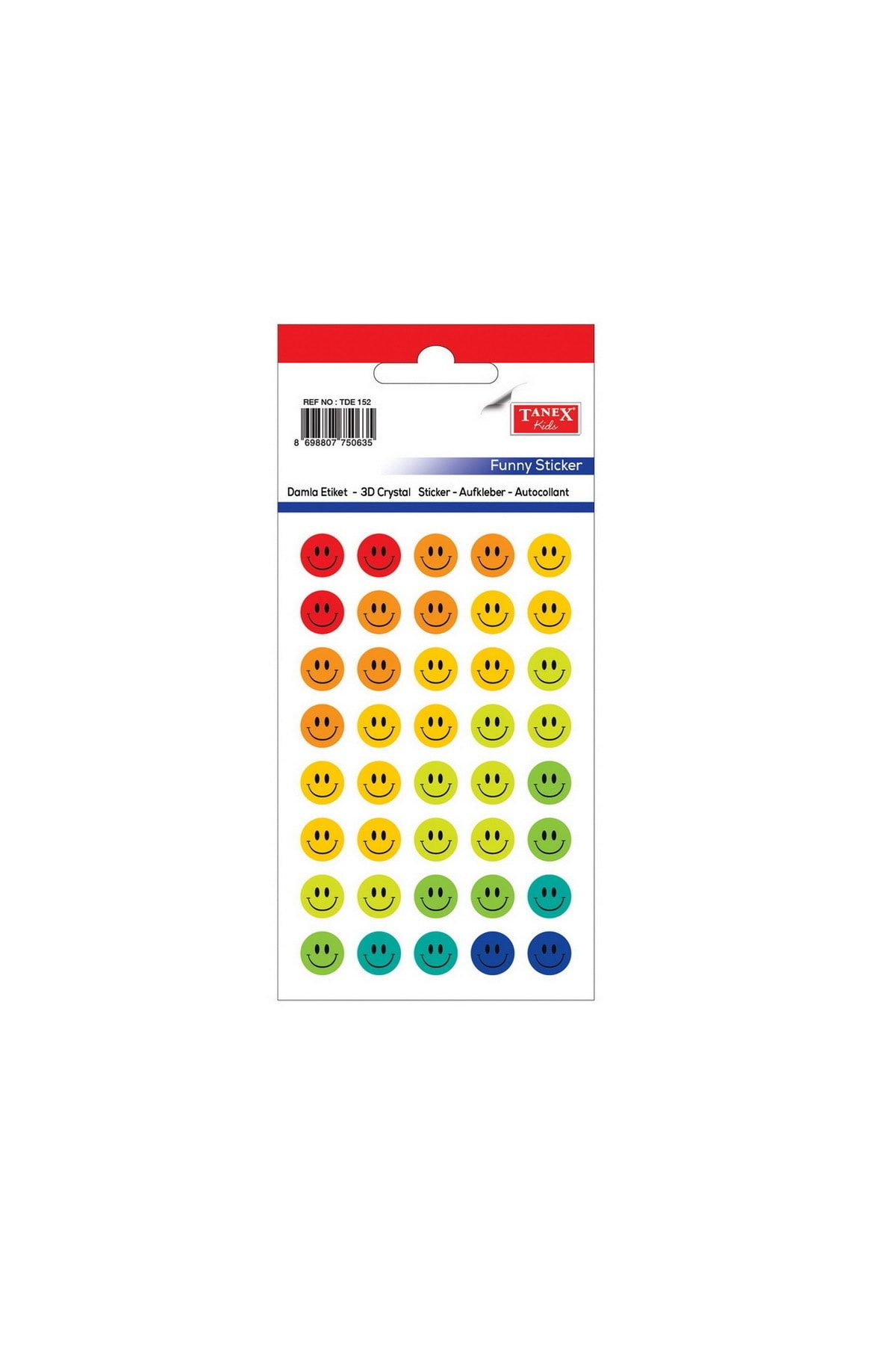Tanex Tde-152 10 Mm Gülen Yüz Damla Çıkartma Etiket 45 Li Paket