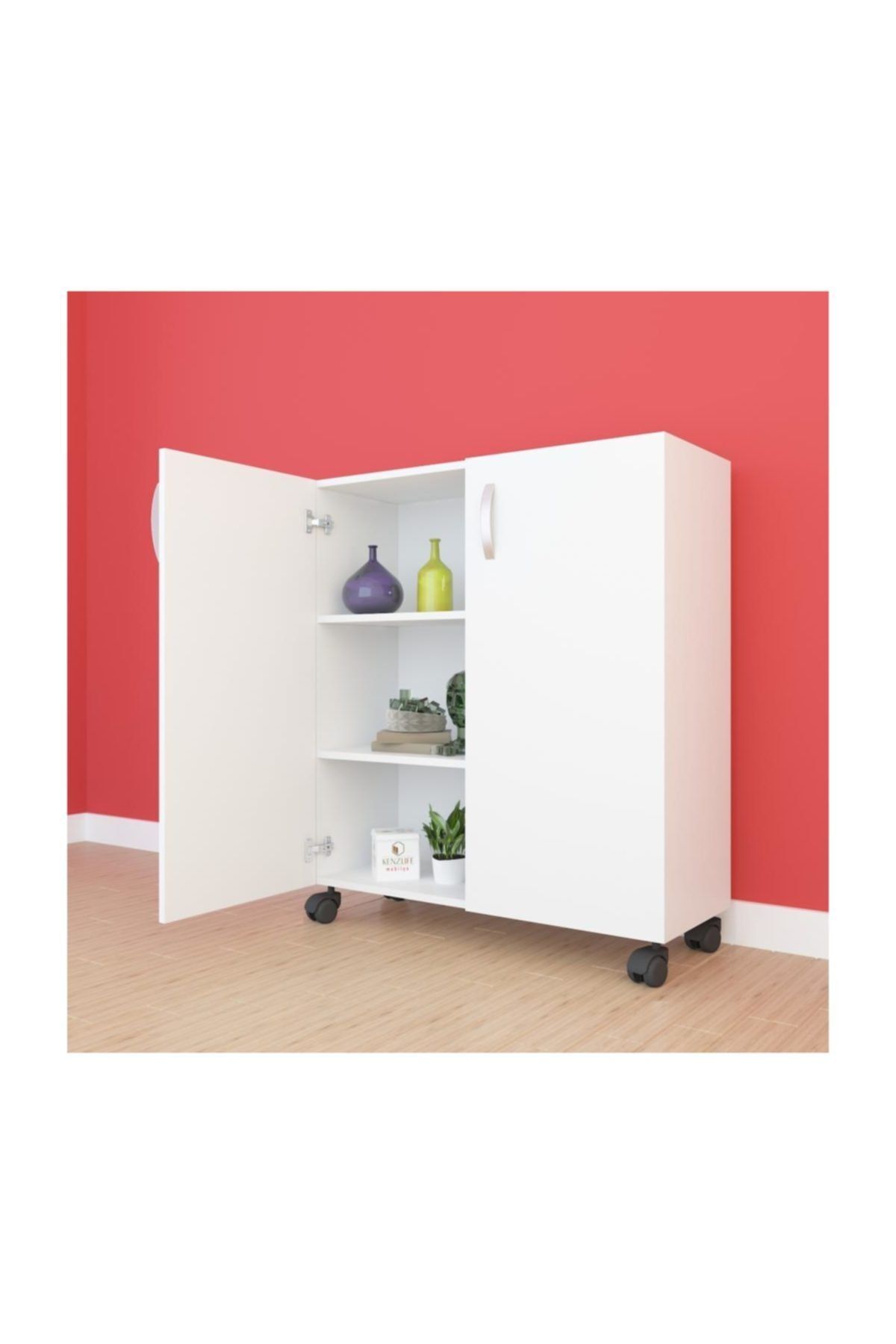 Kenzlife mutfak dolabı rabia 108*070*032 byz kapaklı tekerlekli banyo evrak ofis kitaplık ayakkabılı
