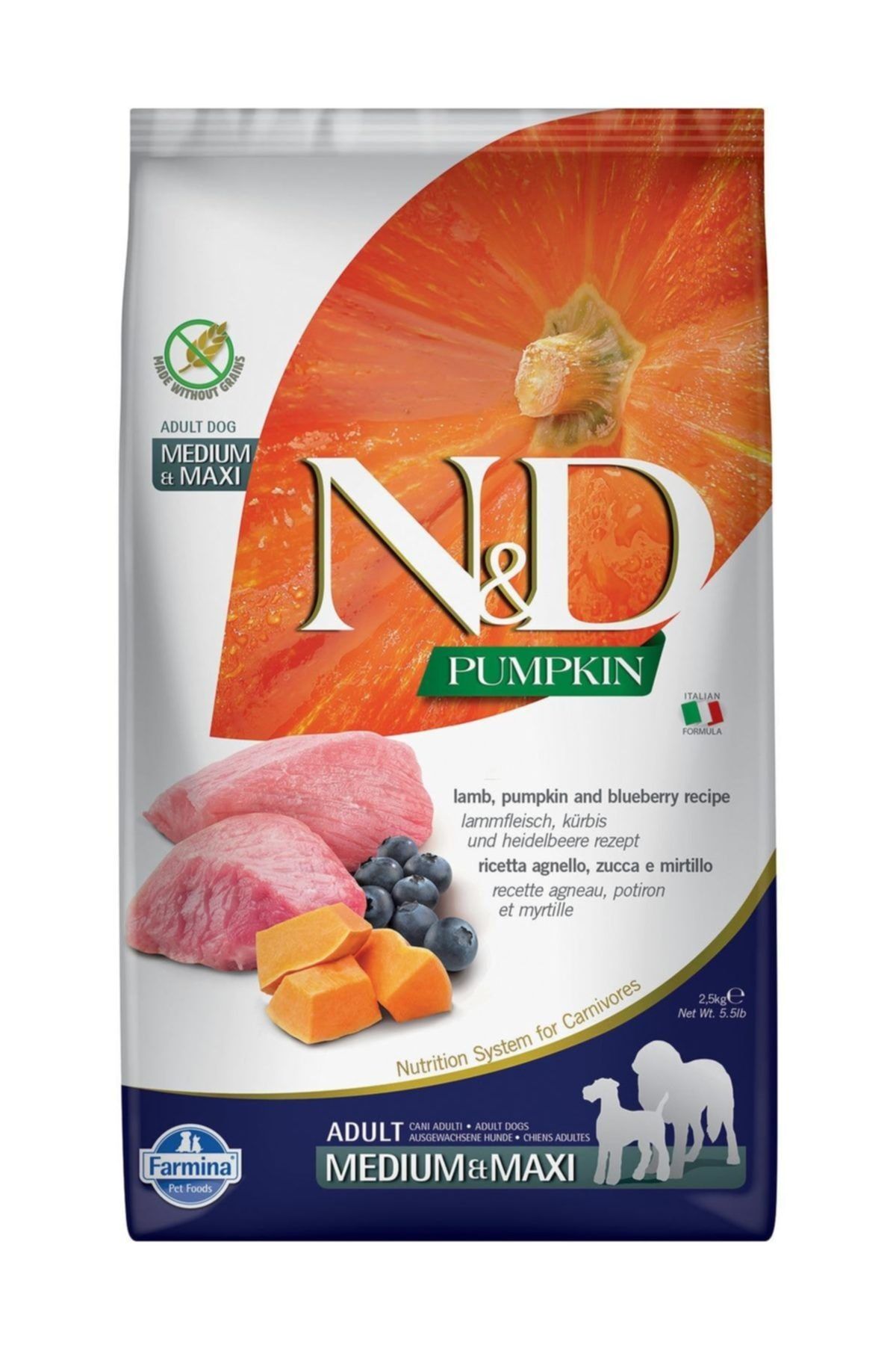N&D Kuzu Etli Balkabaklı Medium & Maxi Köpek Maması 2 5 Kg