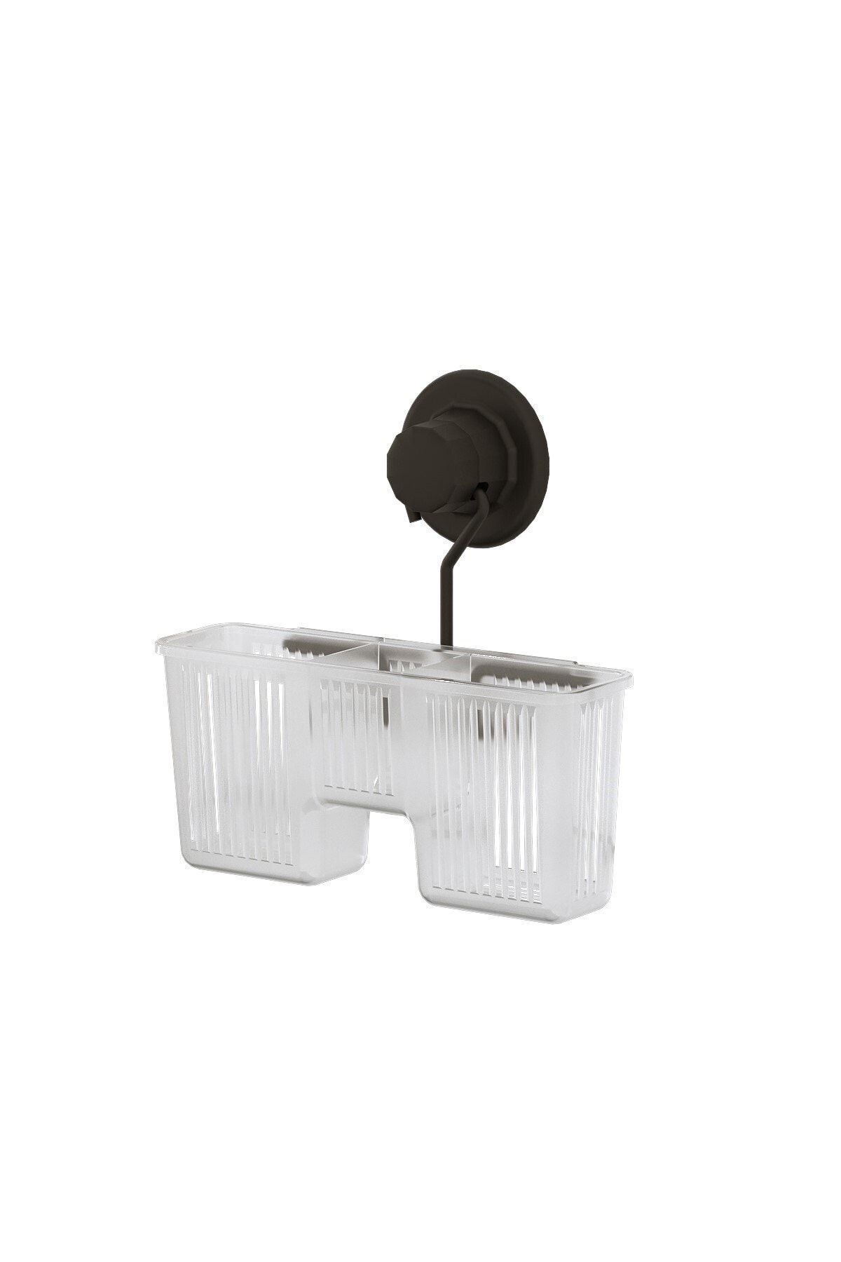 Teknotel Delme Vida Matkap Yok! Vakumlu Plastik Çok Amaçlı Banyo Fırçalık Rafı Mat Siyah Dm058