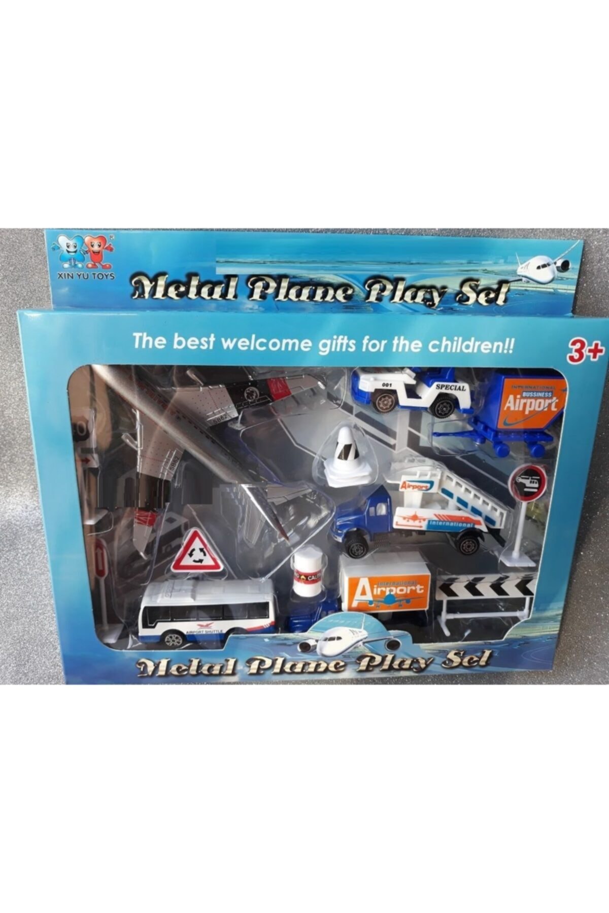 MODEL Havaalanı Otobüs Demir 14 Parça Metal Uçak Oyuncak Havalimanı