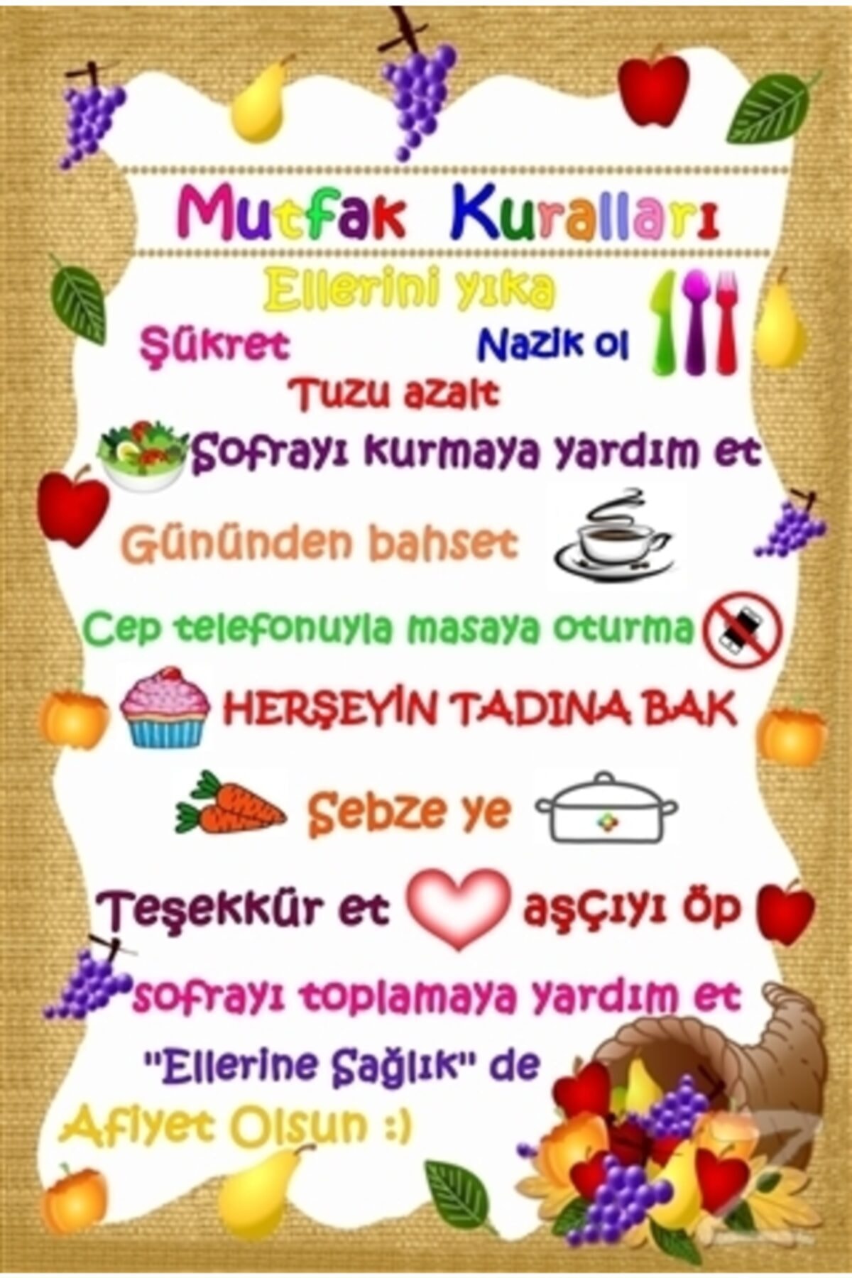 Melisa Poster Mutfak Kuralları Poster