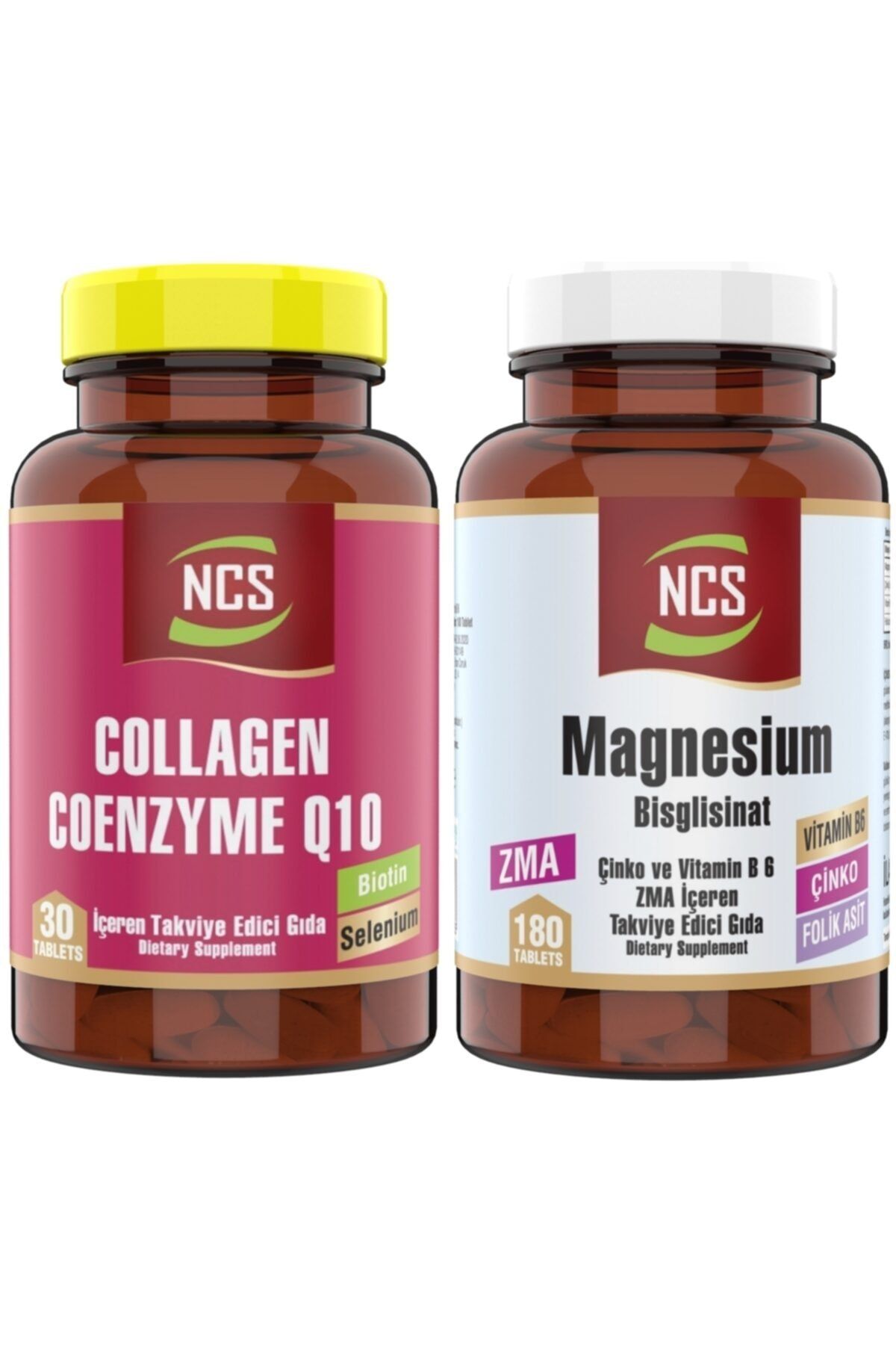 NCS Zma Bisglisinat Magnezyum Folic Acid Çinko 180 Tablet Collagen 30 Tablet Koenzim