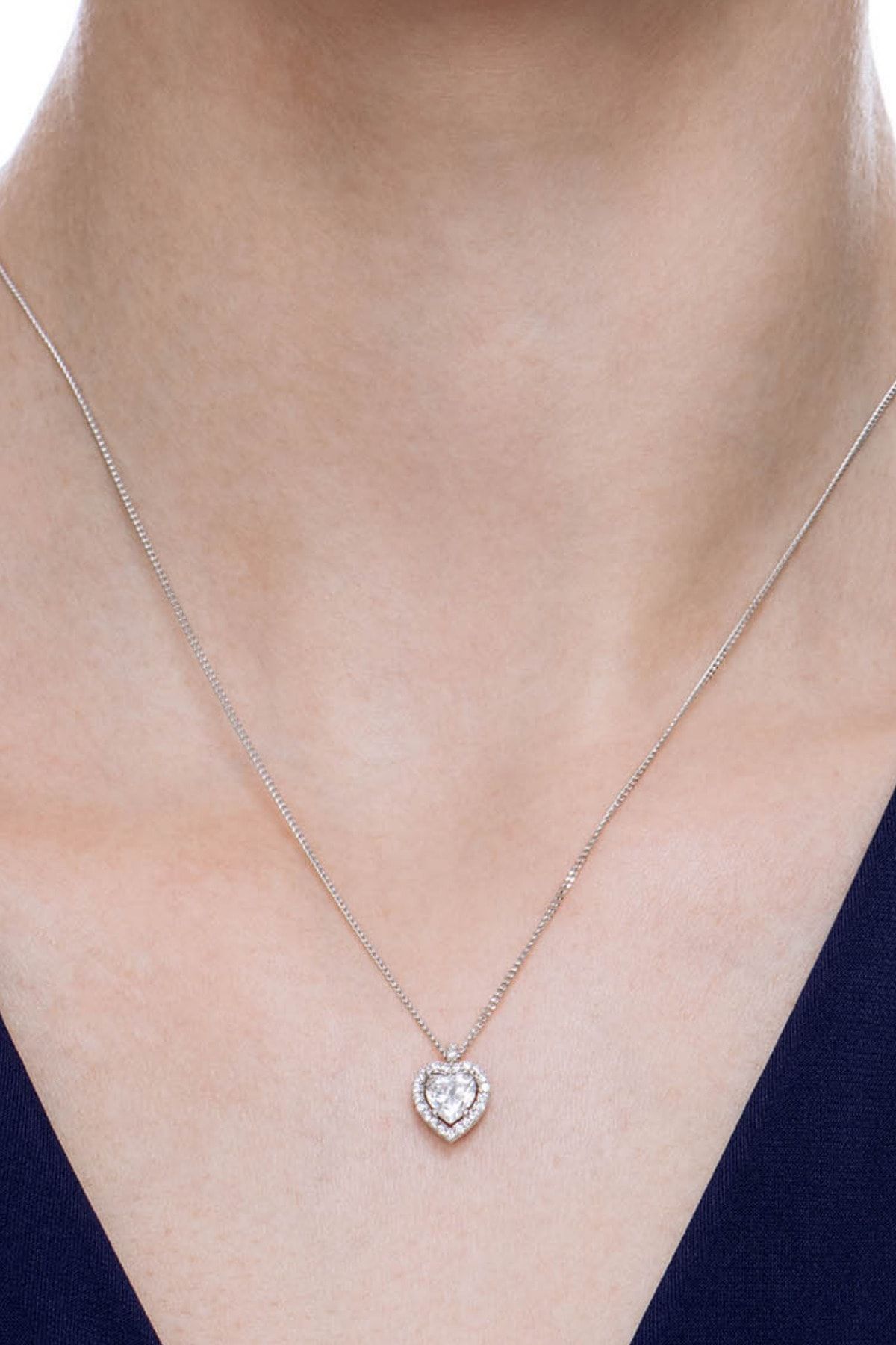 Crystal Diamond Zirconia Labaratuvar Pırlantası 1 Carat Tektaş Kalp Kolye