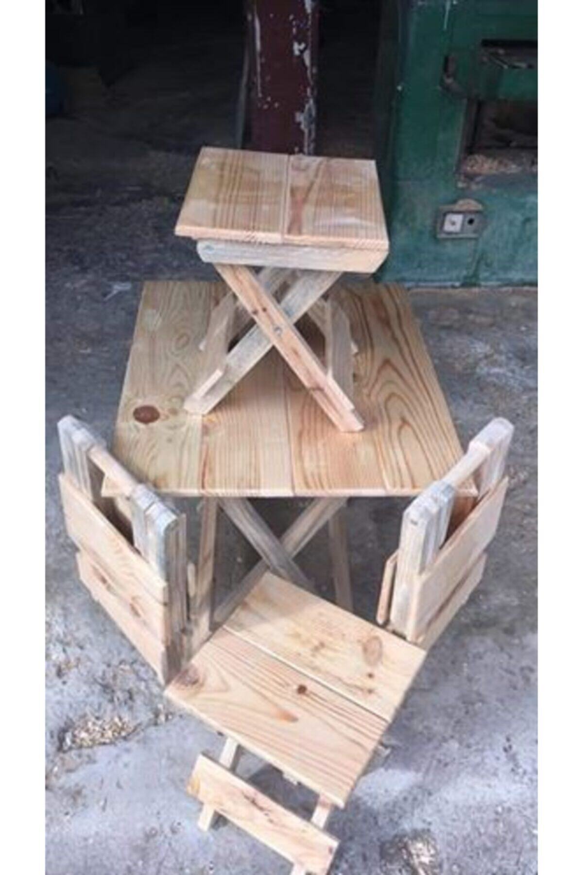 Ahşap Portatif Masa Tabure