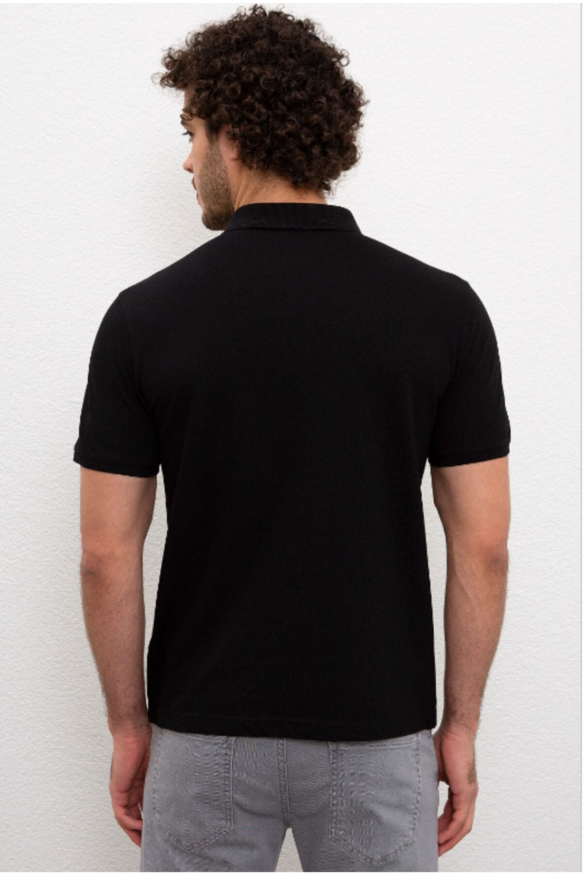 Erkek Siyah Polo Yaka T-shirt Vr46