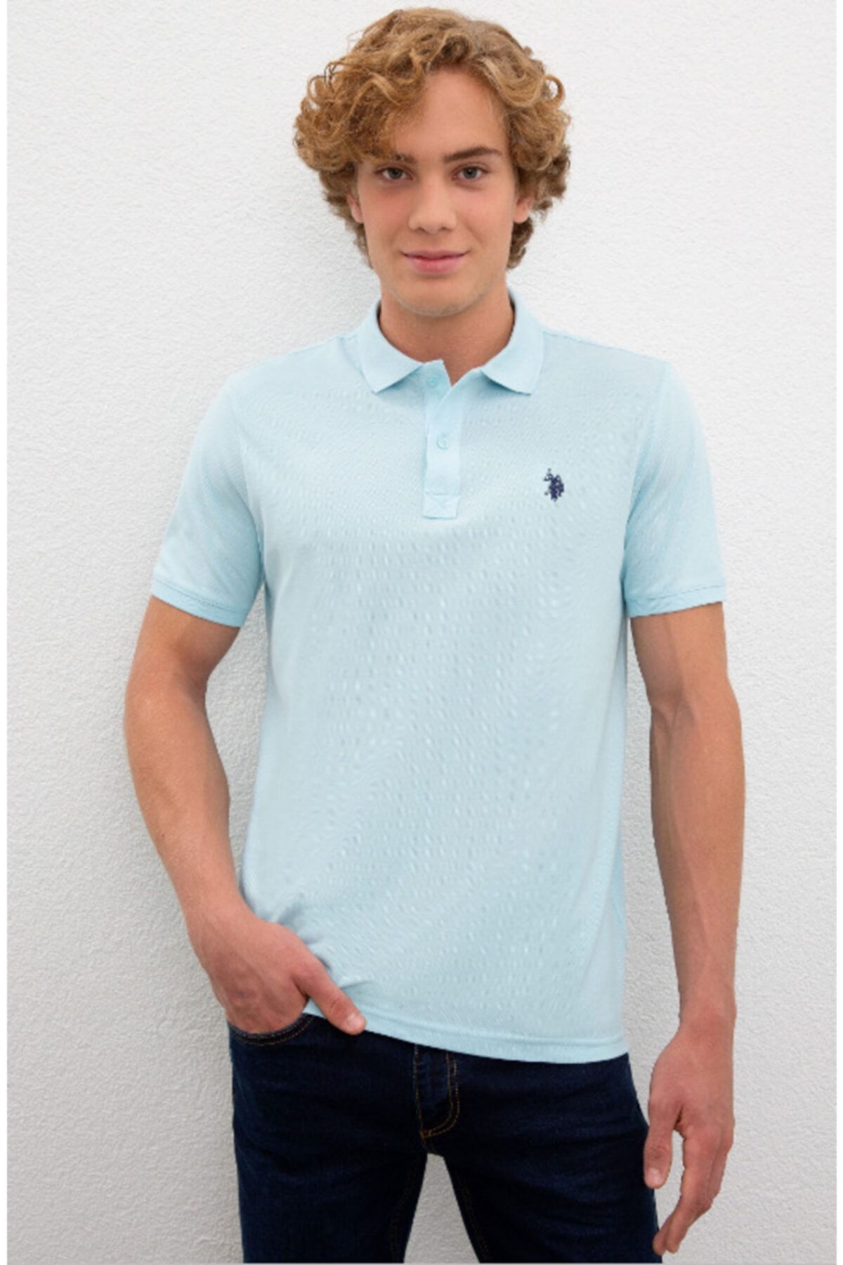 Erkek Açık Mavi Polo Yaka T-shirt