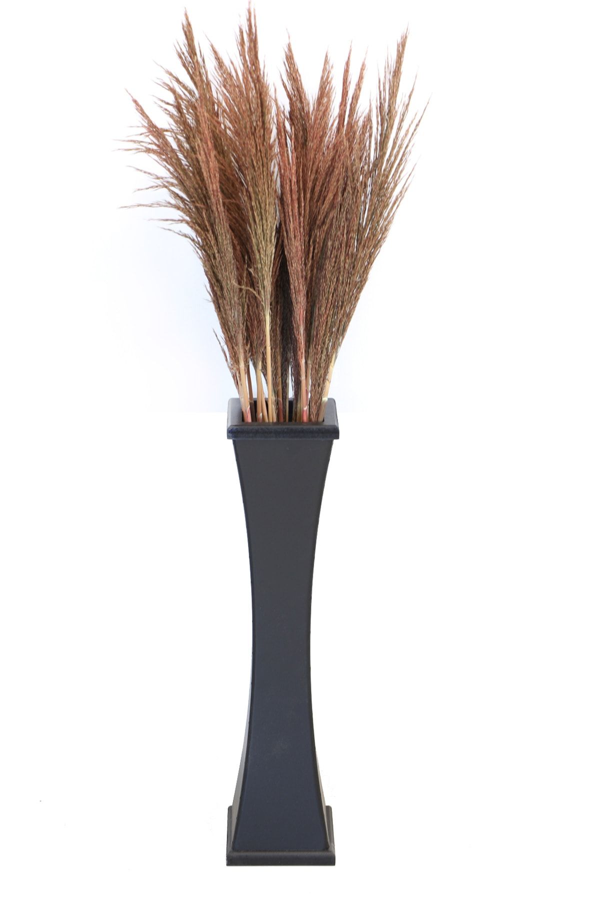 Yapay Çiçek Deposu 60 cm Siyah Ahşap Vazoda 100 cm Kızıl Pampas(dökülmez)