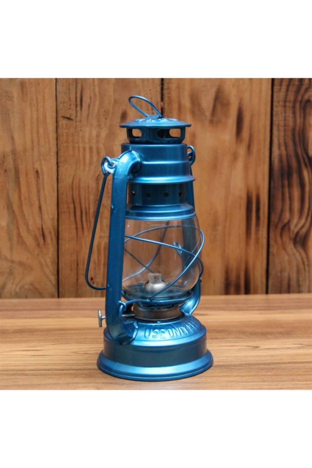 Niyet Gemici Feneri Gaz Lambası Büyük Boy - 24 Cm - Açık Mavi - Dekoratif - Kamp - Outdoor