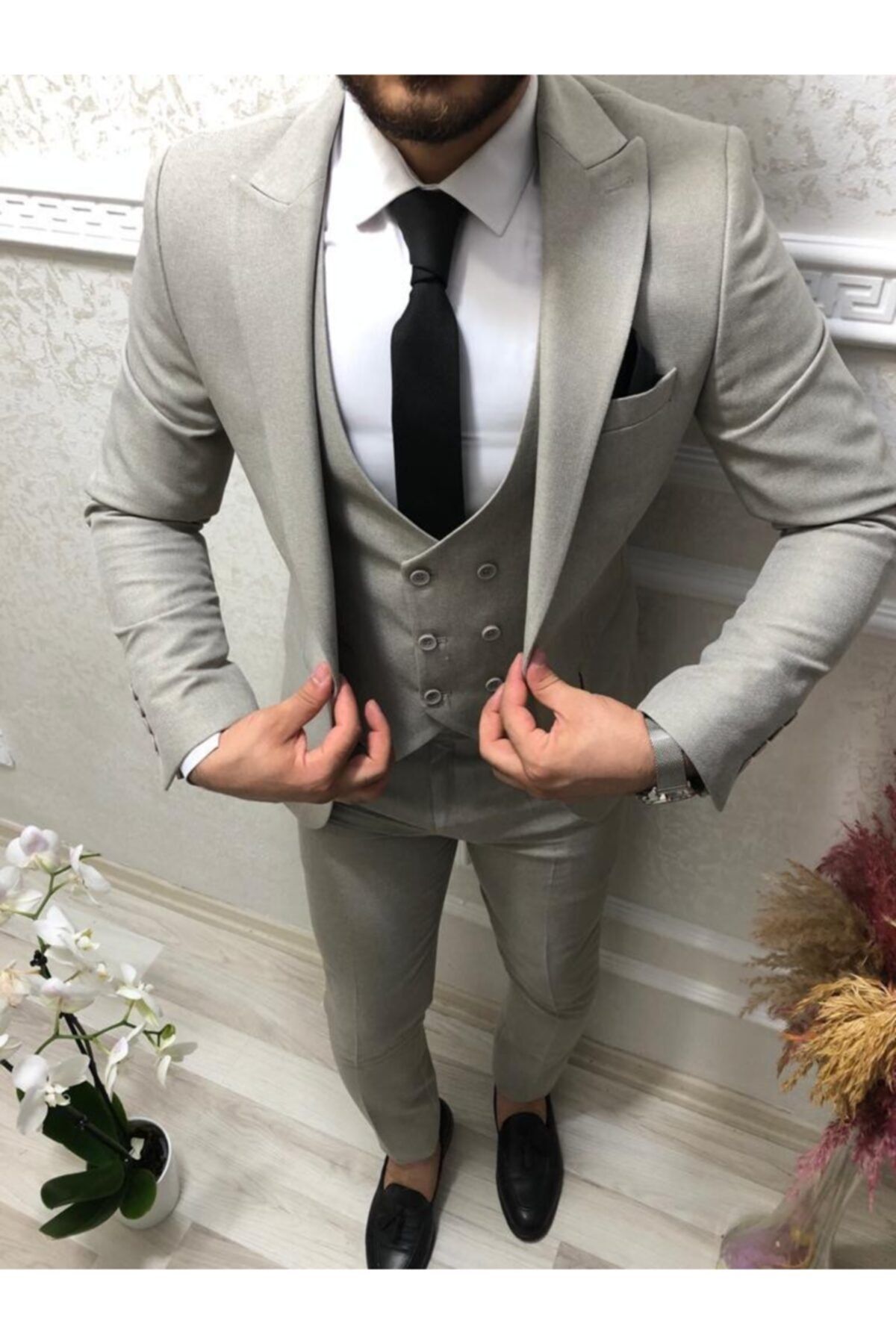 YILDIRIMSPOR Erkek Bej  Slim Fit Takım Elbise